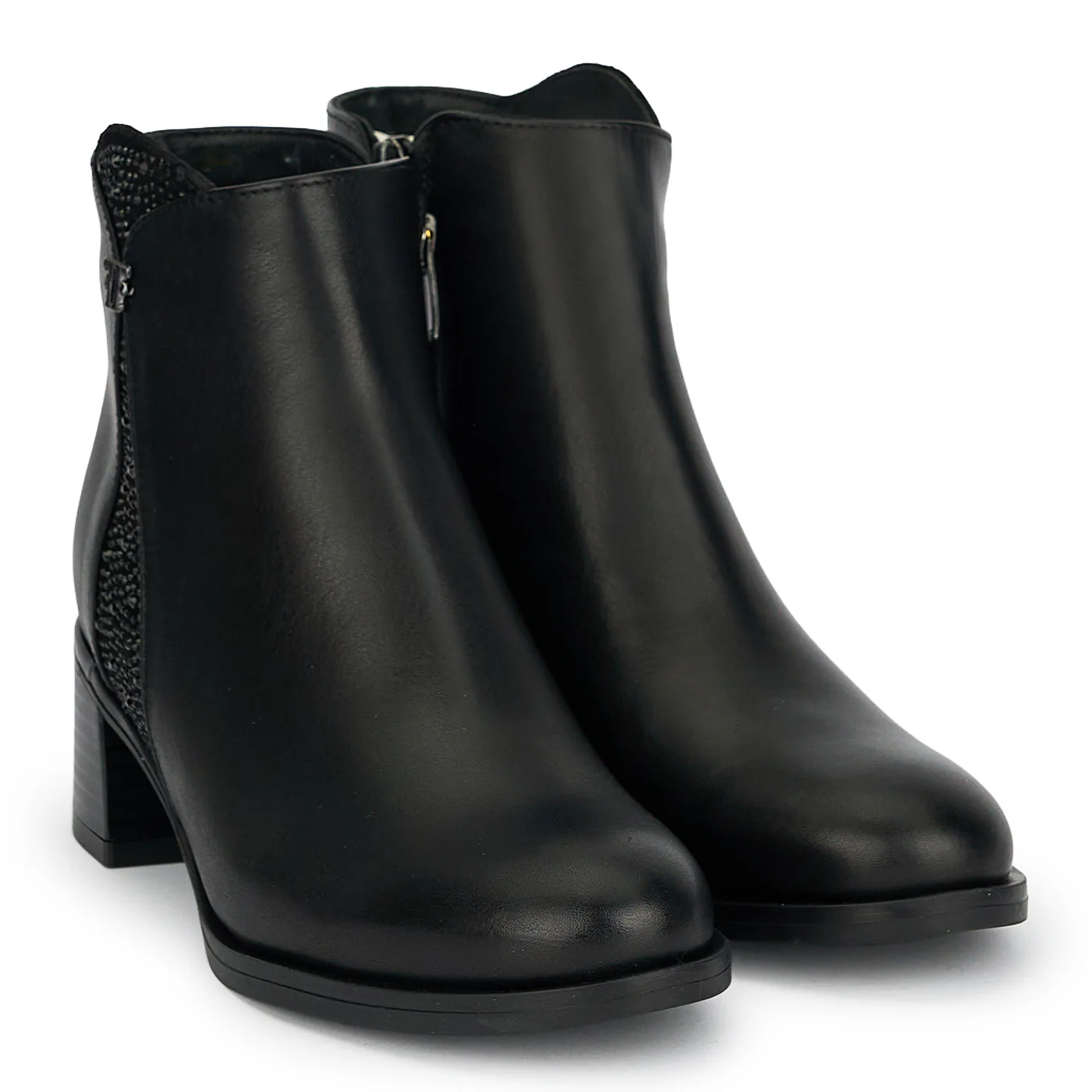 Botine dama din piele naturala neagra cu toc gros 5 cm 19213 - Image 4
