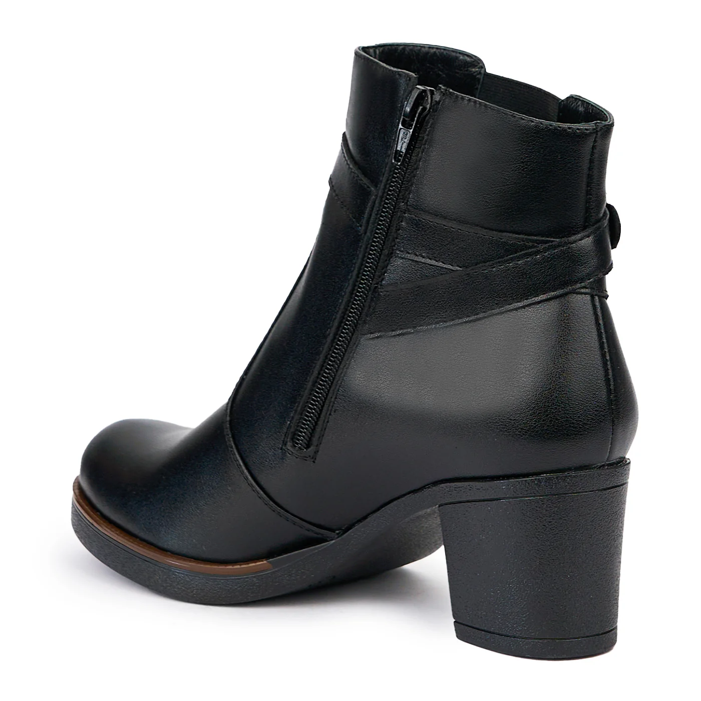 Botine dama din piele naturala neagra cu toc gros 6.5 cm 14505 - Image 2