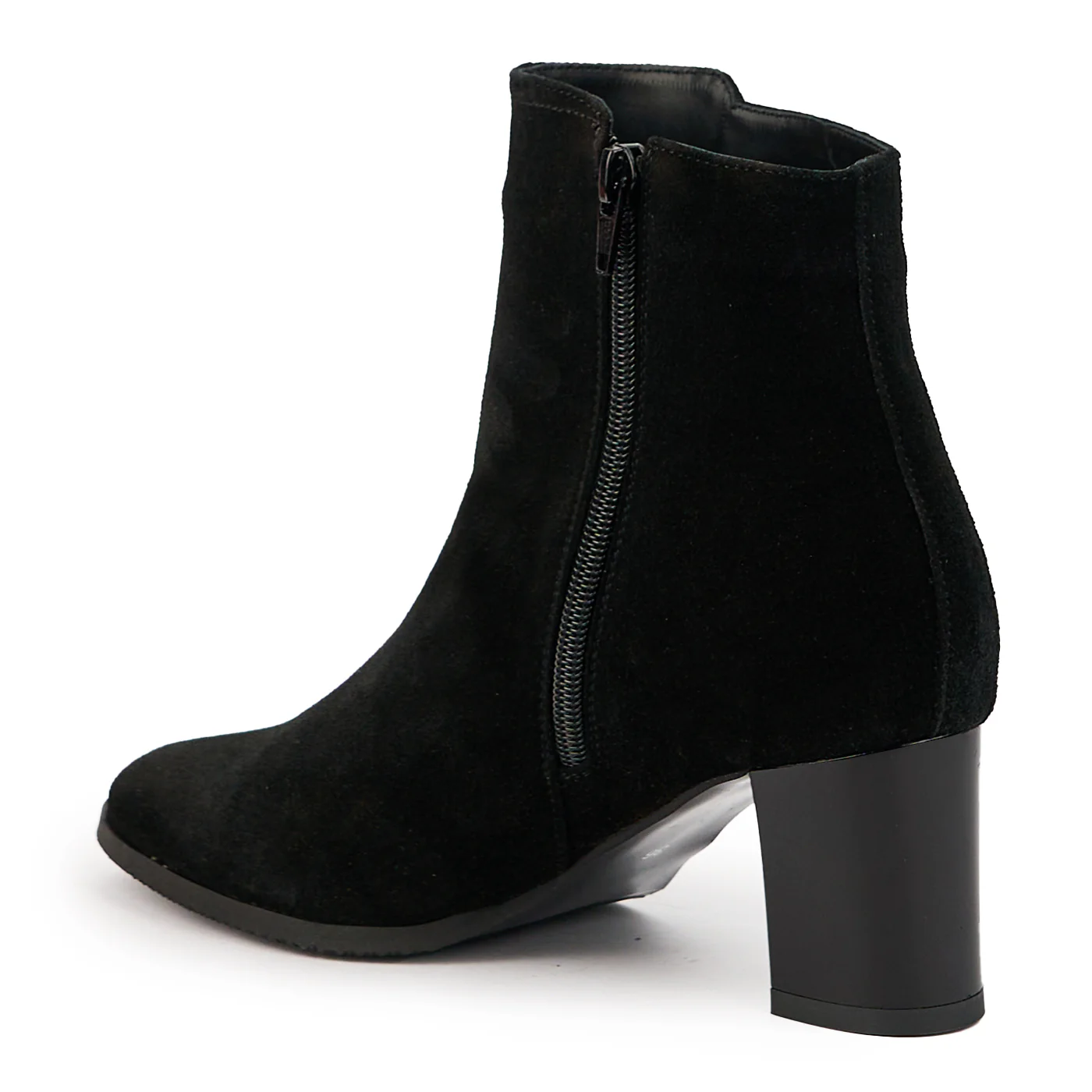 Botine dama din piele naturala neagra cu toc gros 6.5 cm 14710 - Image 2