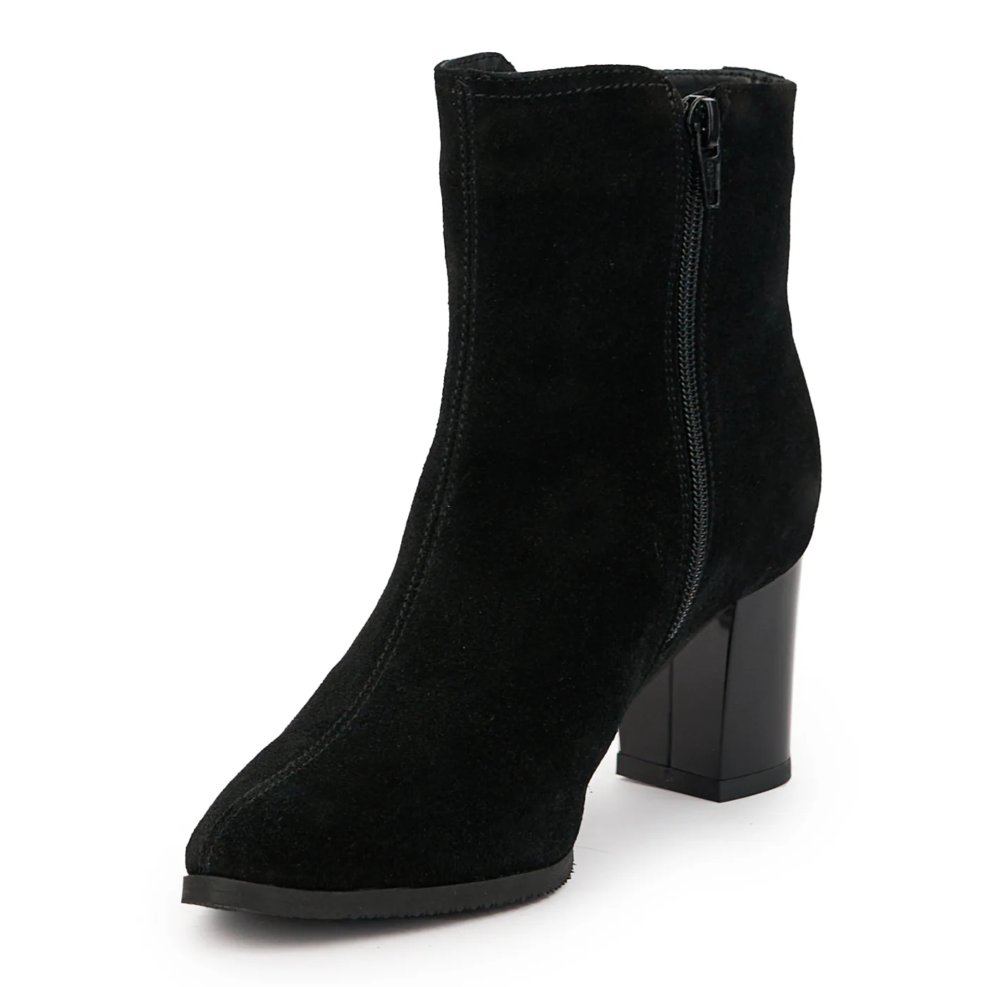 Botine dama din piele naturala neagra cu toc gros 6.5 cm 14710 - Image 3