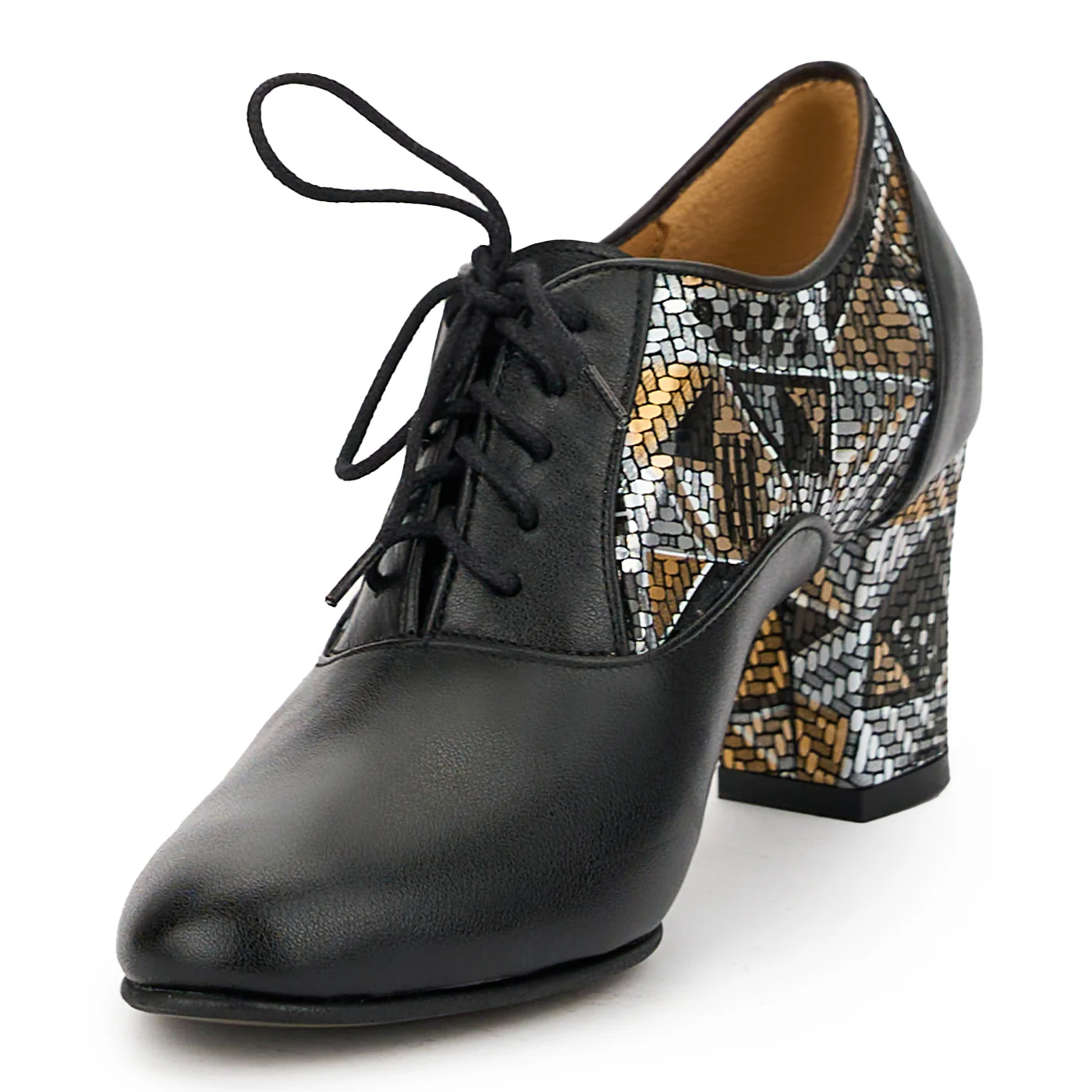 Botine dama din piele naturala neagra cu toc gros 6.5 cm 14856 - Image 3