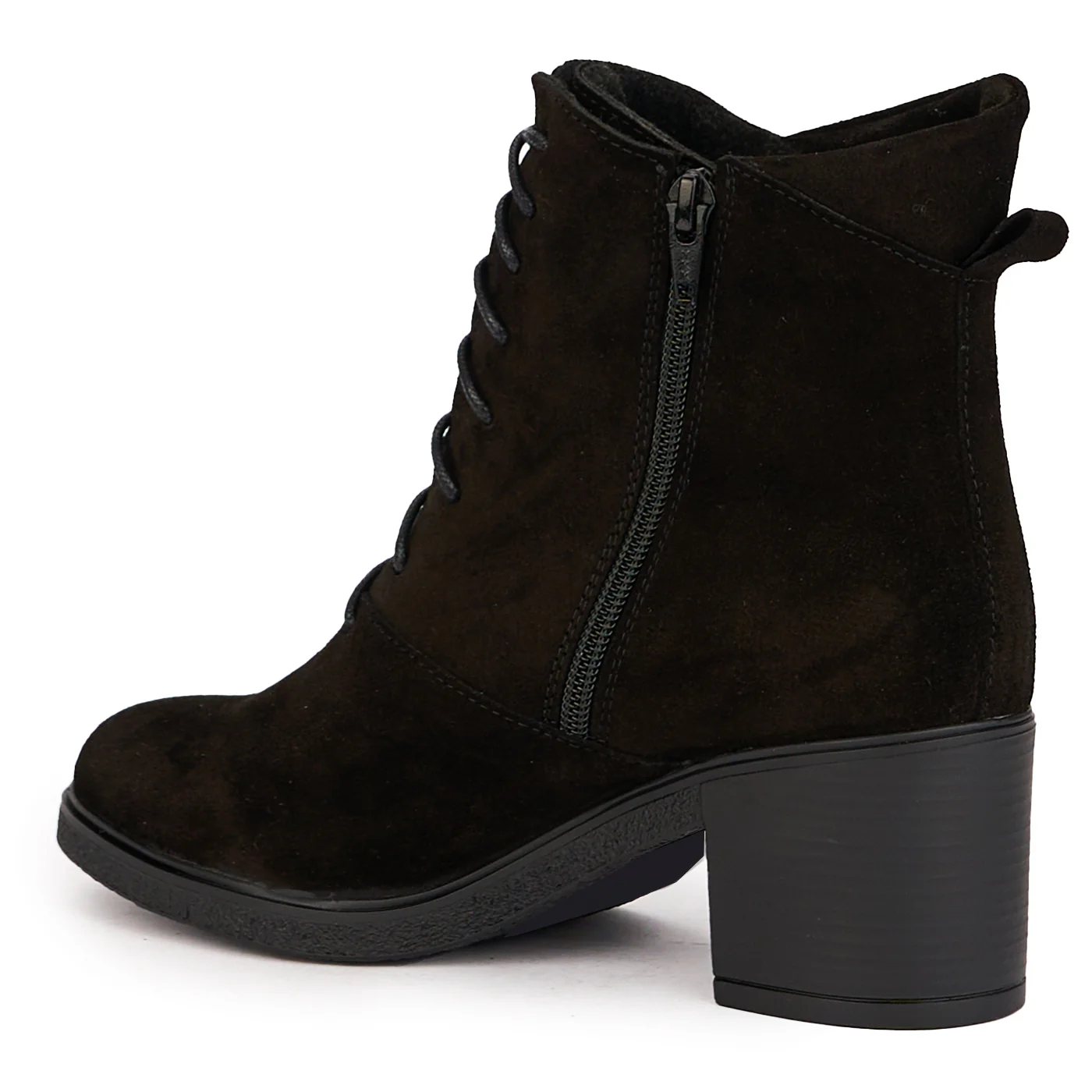 Botine dama din piele naturala neagra cu toc gros 6.5 cm 17130 - Image 2