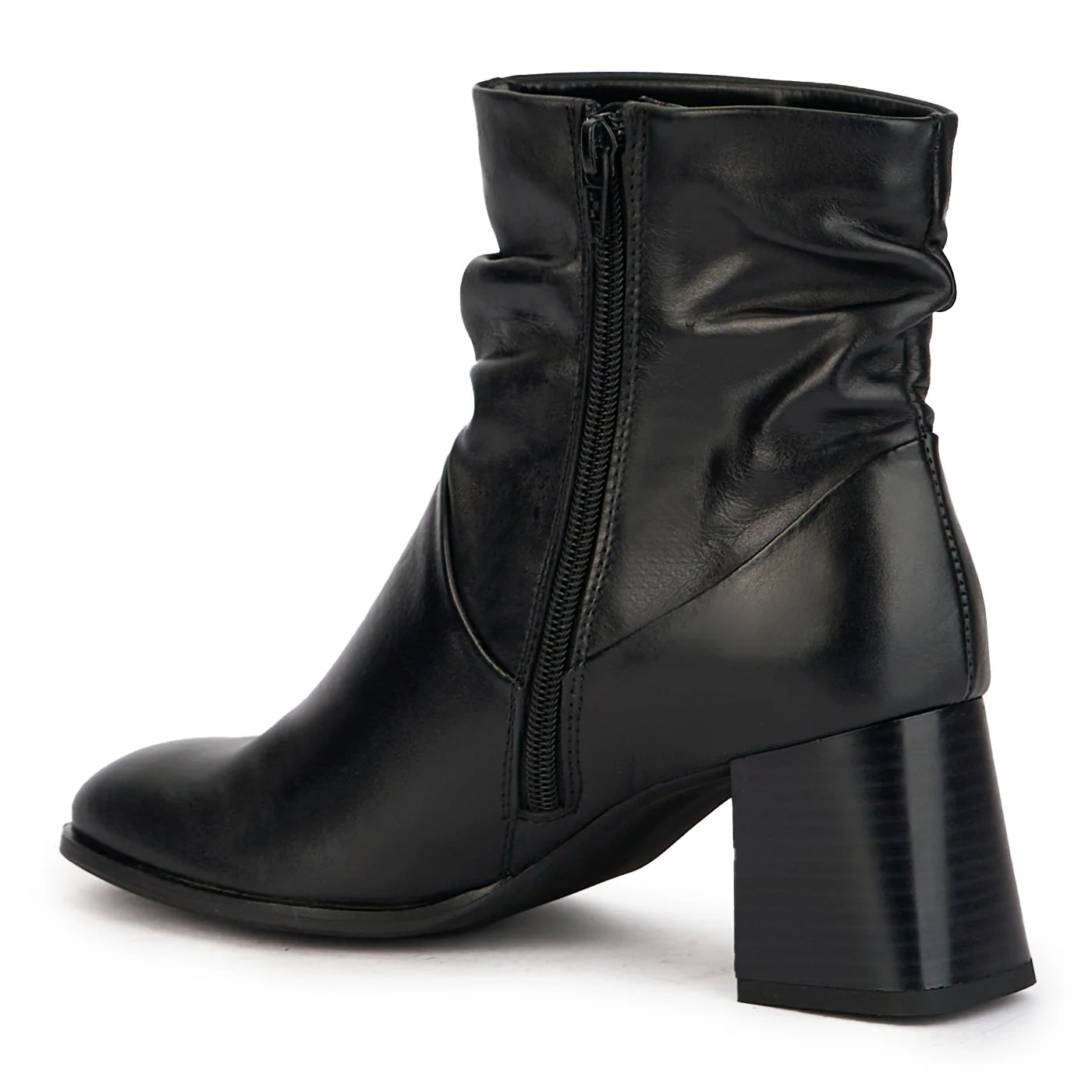 Botine dama din piele naturala neagra cu toc gros 6.5 cm 17240 - Image 2