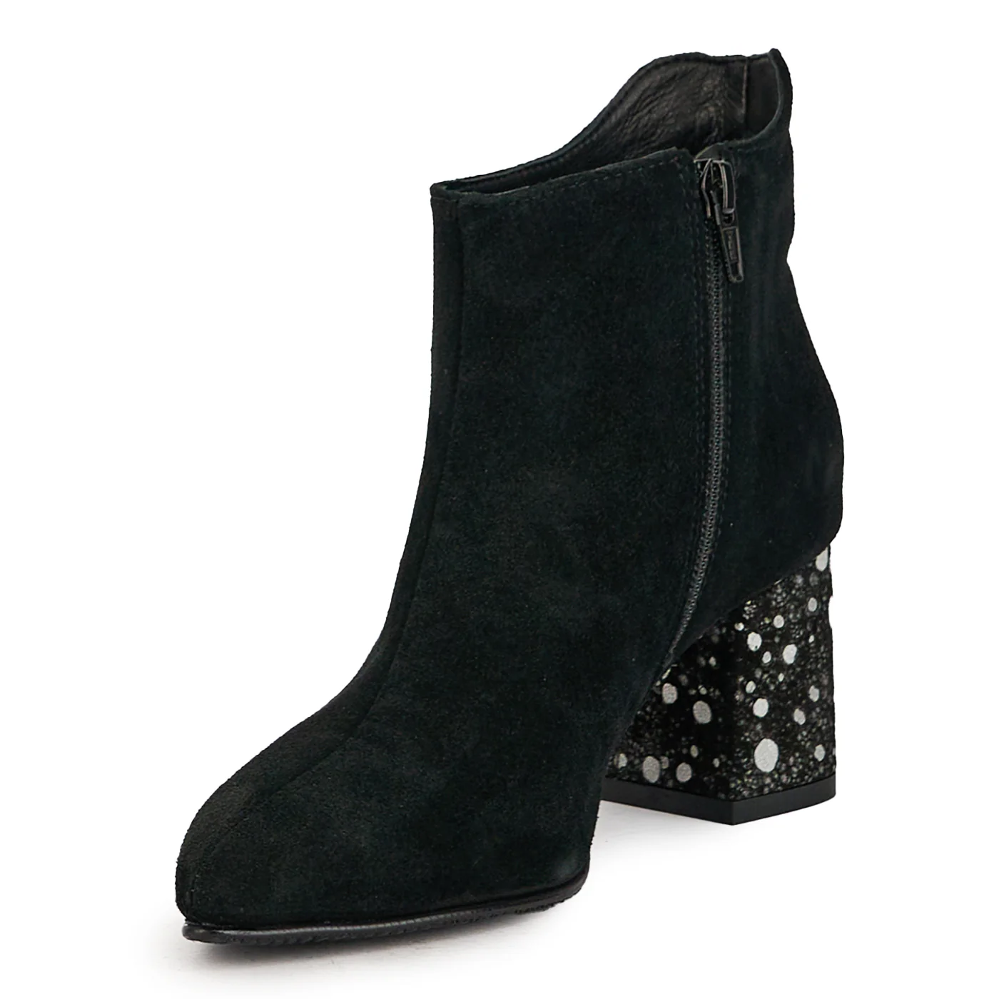 Botine dama din piele naturala neagra cu toc gros 6.5 cm 17334 - Image 3