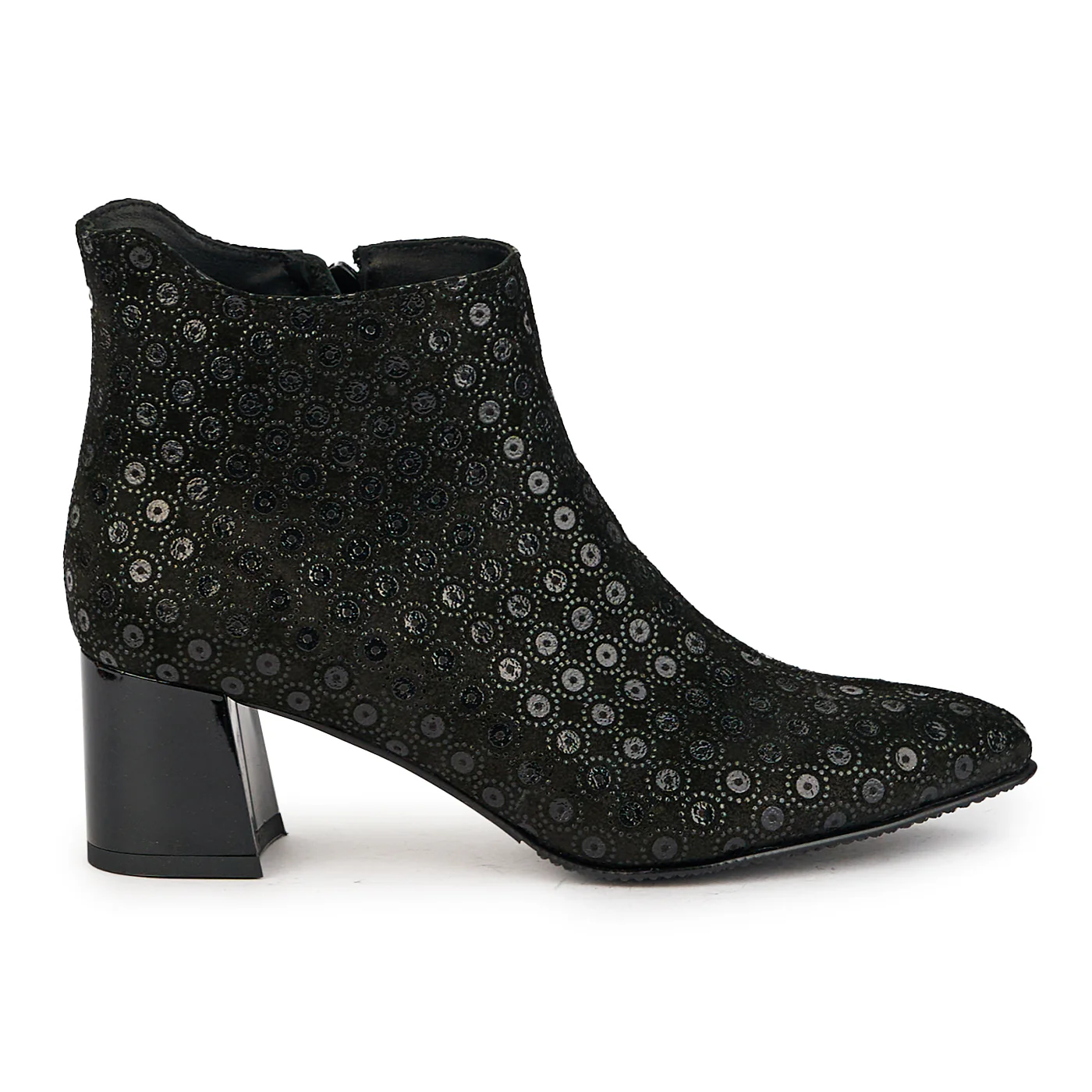 Botine dama din piele naturala neagra cu toc gros 6.5 cm 17335
