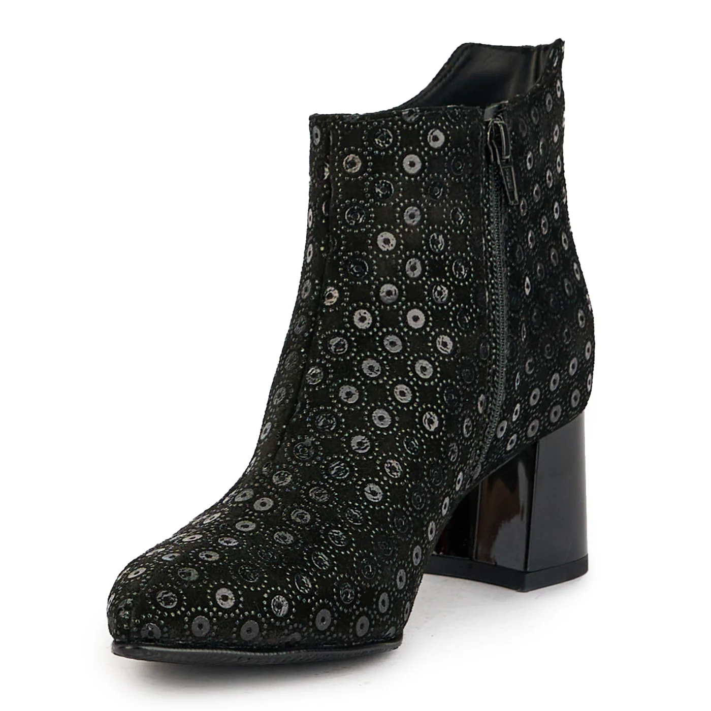 Botine dama din piele naturala neagra cu toc gros 6.5 cm 17335 - Image 3