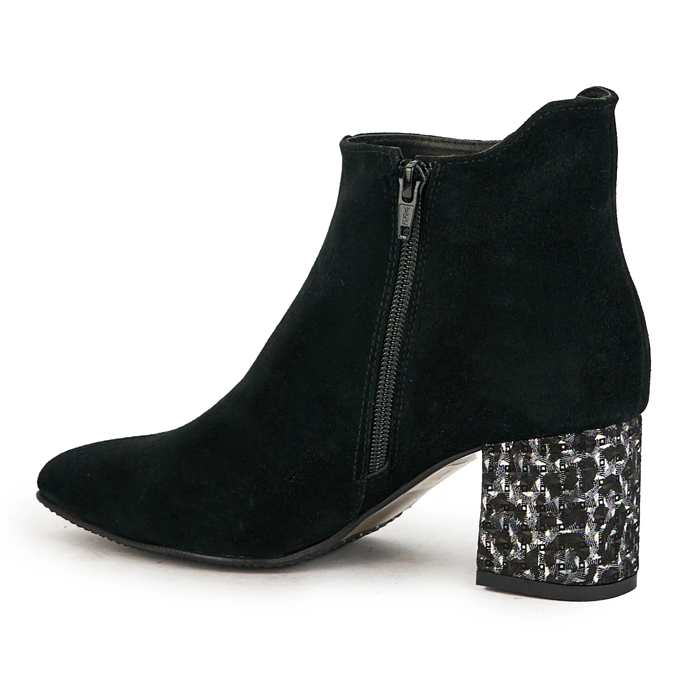 Botine dama din piele naturala neagra cu toc gros 6.5 cm 17336 - Image 2