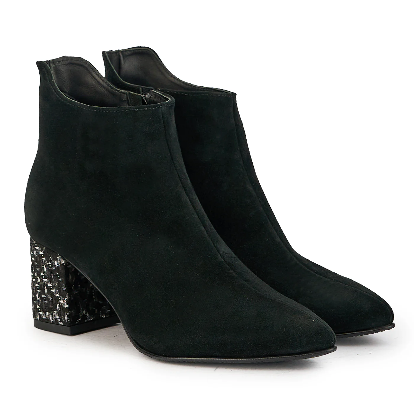 Botine dama din piele naturala neagra cu toc gros 6.5 cm 17336 - Image 4