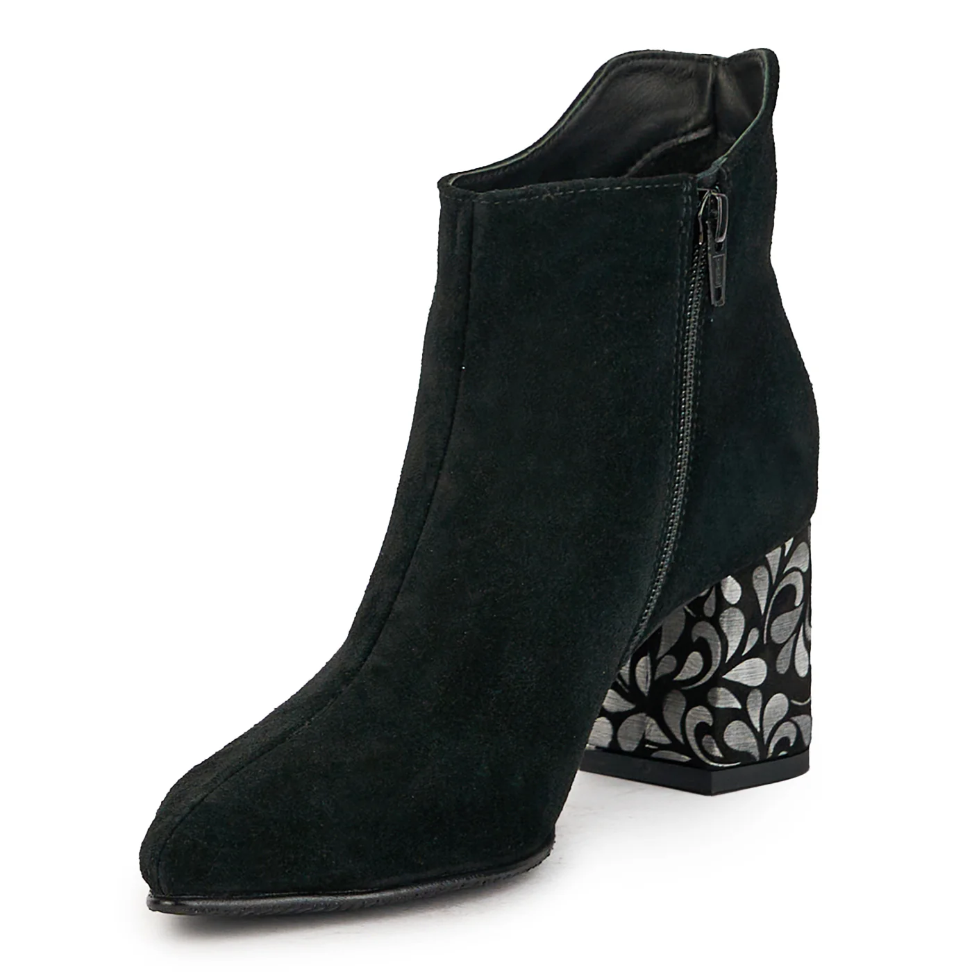 Botine dama din piele naturala neagra cu toc gros 6.5 cm 17337 - Image 3