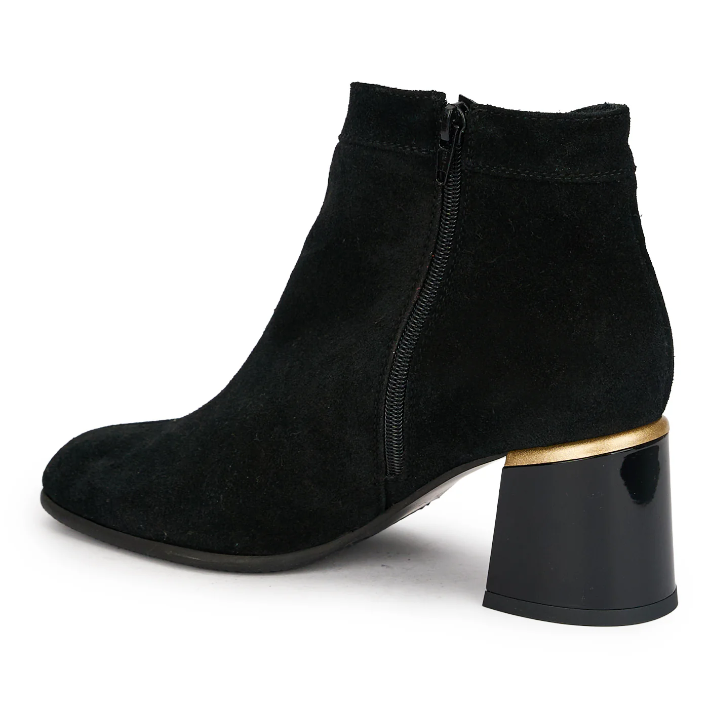 Botine dama din piele naturala neagra cu toc gros 6.5 cm 18913 - Image 2