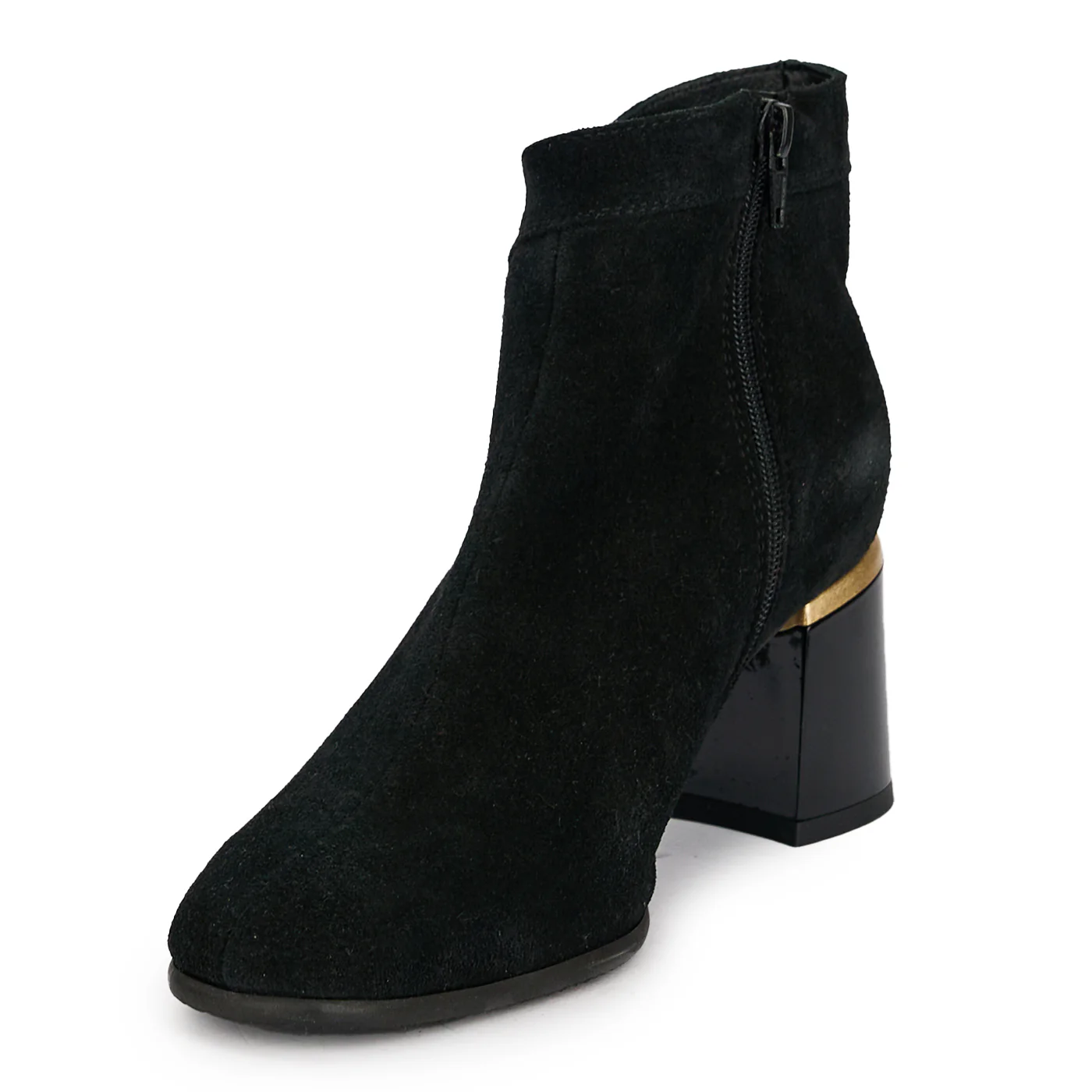 Botine dama din piele naturala neagra cu toc gros 6.5 cm 18913 - Image 3