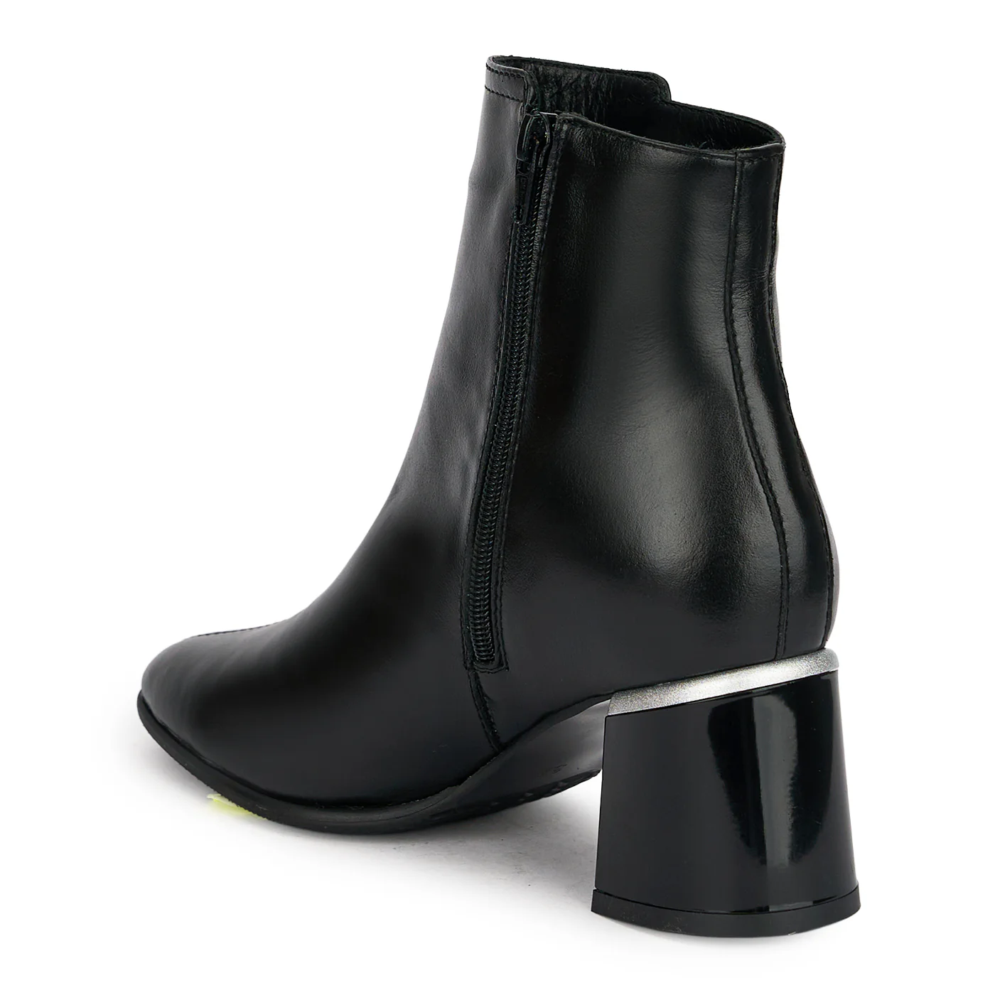 Botine dama din piele naturala neagra cu toc gros 6.5 cm 18919 - Image 2