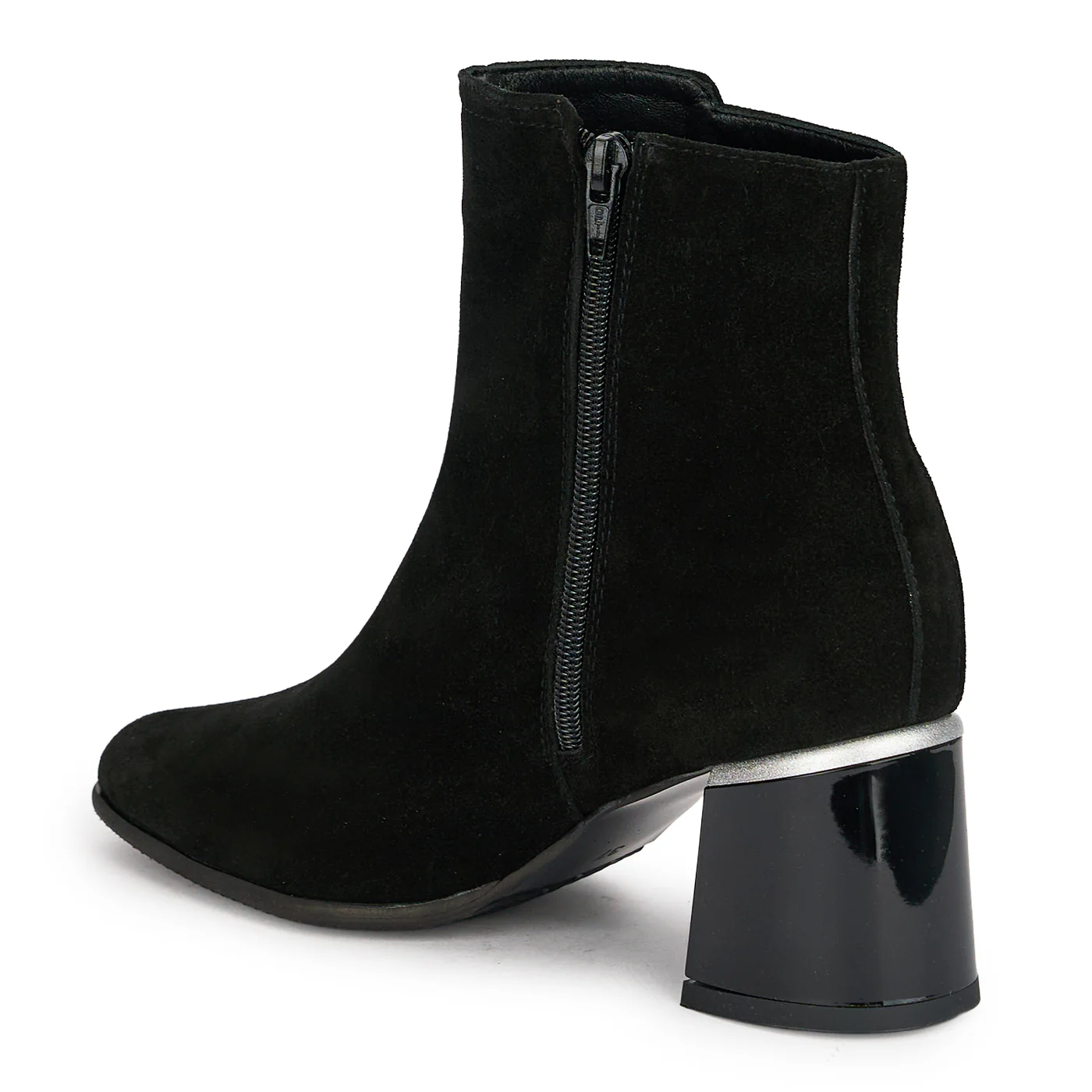 Botine dama din piele naturala neagra cu toc gros 6.5 cm 18920 - Image 2