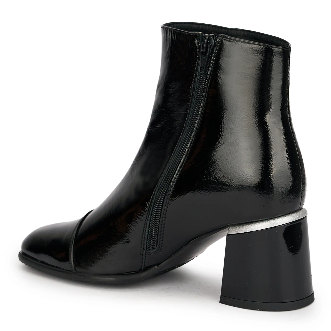 Botine dama din piele naturala neagra cu toc gros 6.5 cm 18921 - Image 2