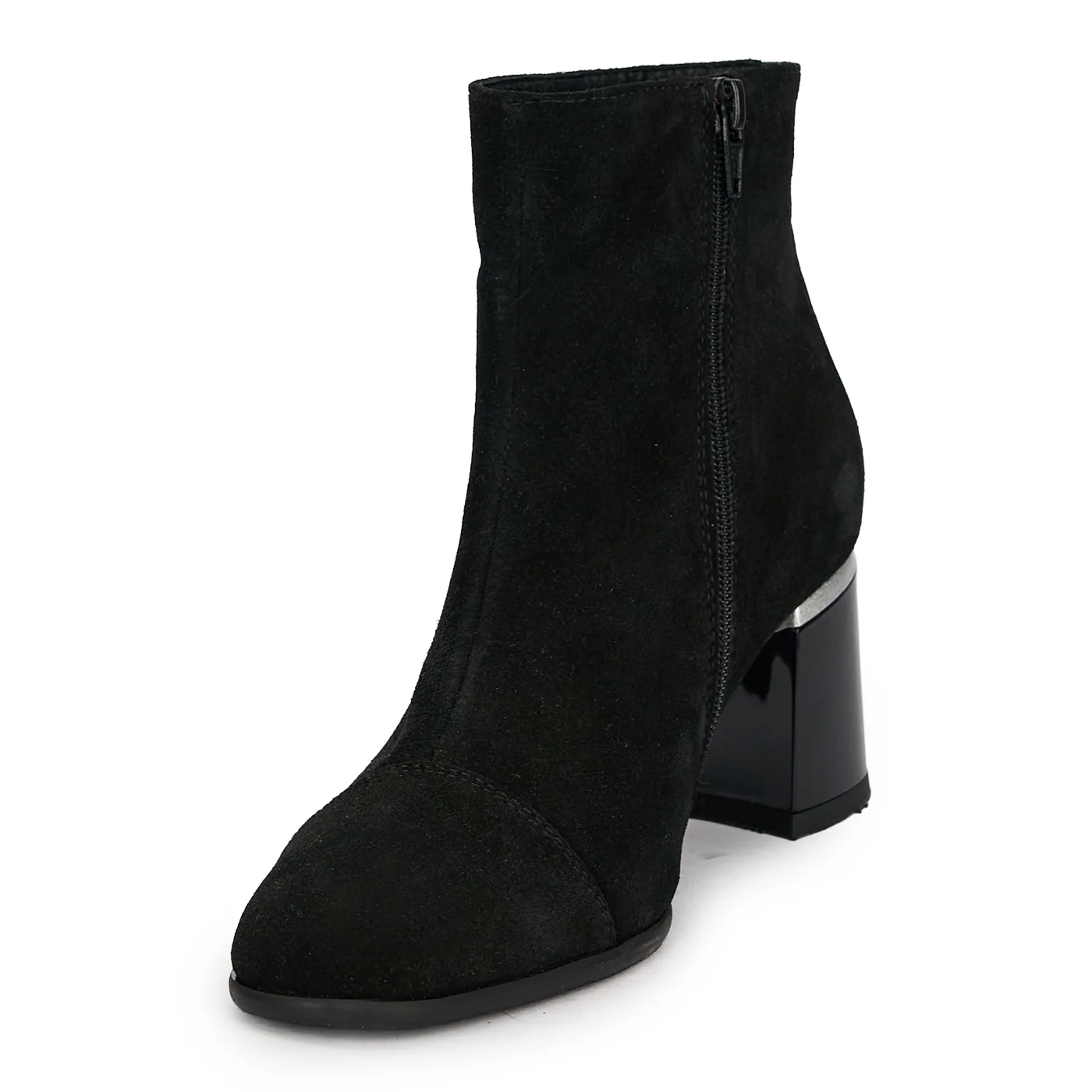 Botine dama din piele naturala neagra cu toc gros 6.5 cm 18922 - Image 3