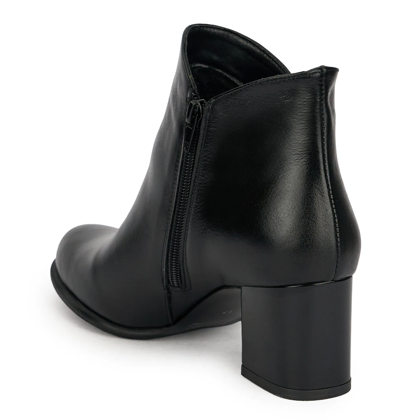 Botine dama din piele naturala neagra cu toc gros 6.5 cm 19144 - Image 2