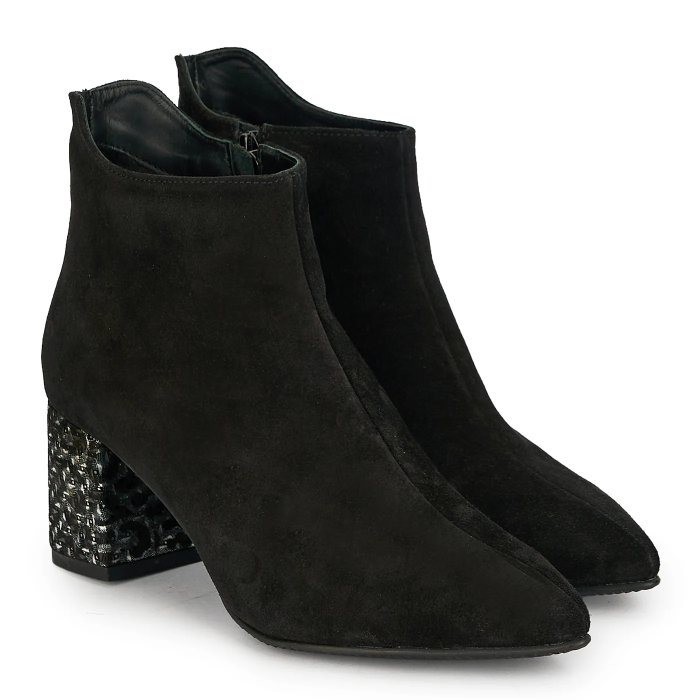 Botine dama din piele naturala neagra cu toc gros 6.5 cm 19311 - Image 4
