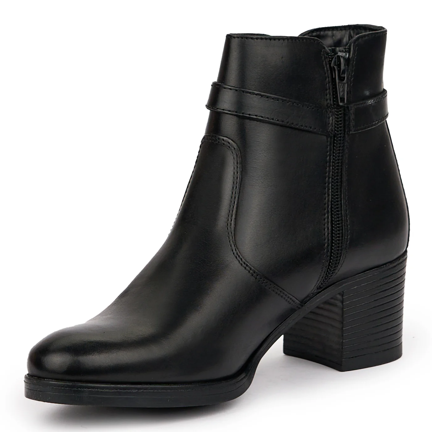 Botine dama din piele naturala neagra cu toc gros 6 cm 14245 - Image 3