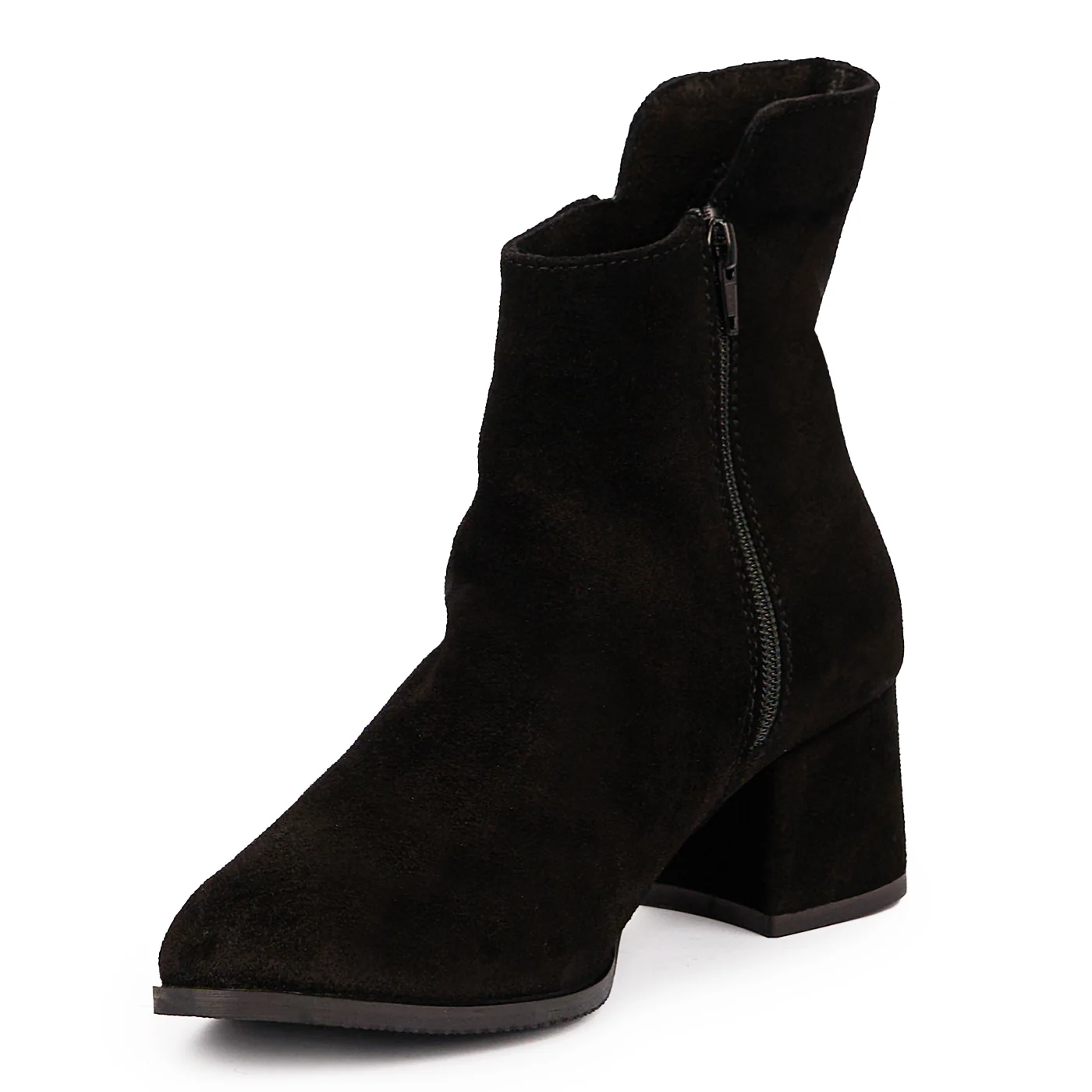 Botine dama din piele naturala neagra cu toc gros 6 cm 14250 - Image 3