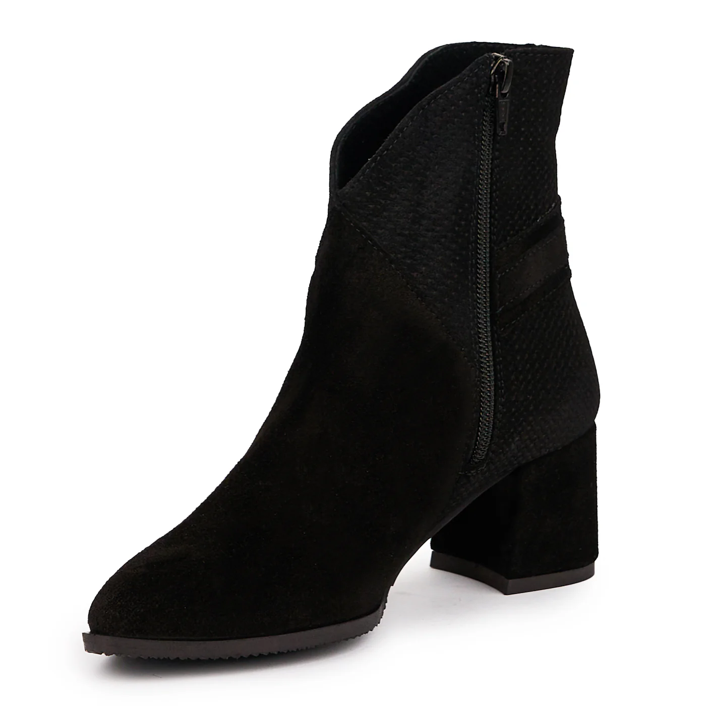 Botine dama din piele naturala neagra cu toc gros 6 cm 14262 - Image 3