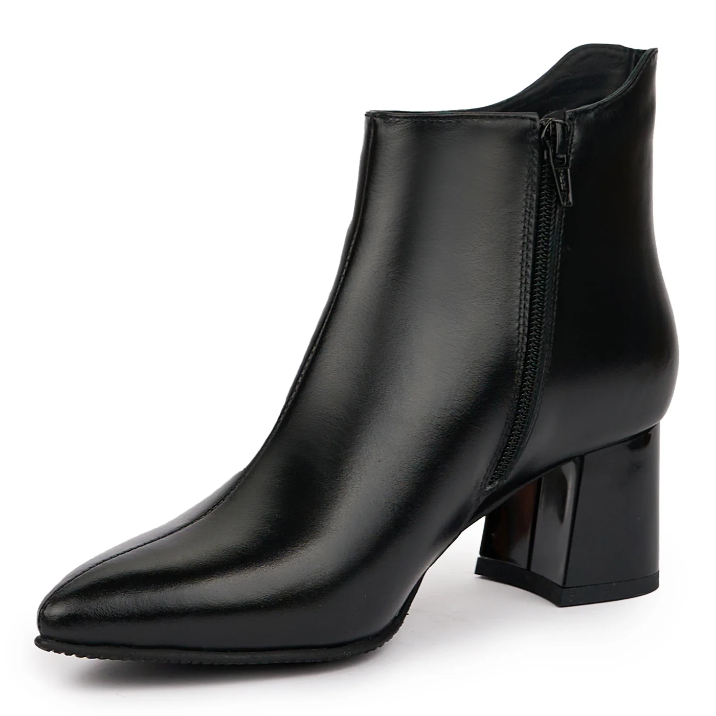 Botine dama din piele naturala neagra cu toc gros 6 cm 14322 - Image 3
