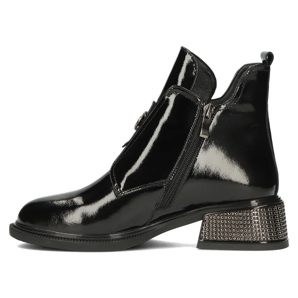 Botine dama din piele naturala neagra cu toc gros 6 cm 14344 - Image 3