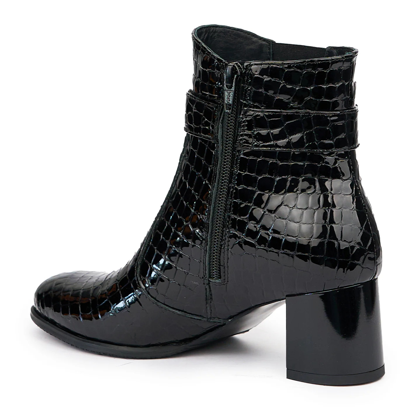 Botine dama din piele naturala neagra cu toc gros 6 cm 14489 - Image 2