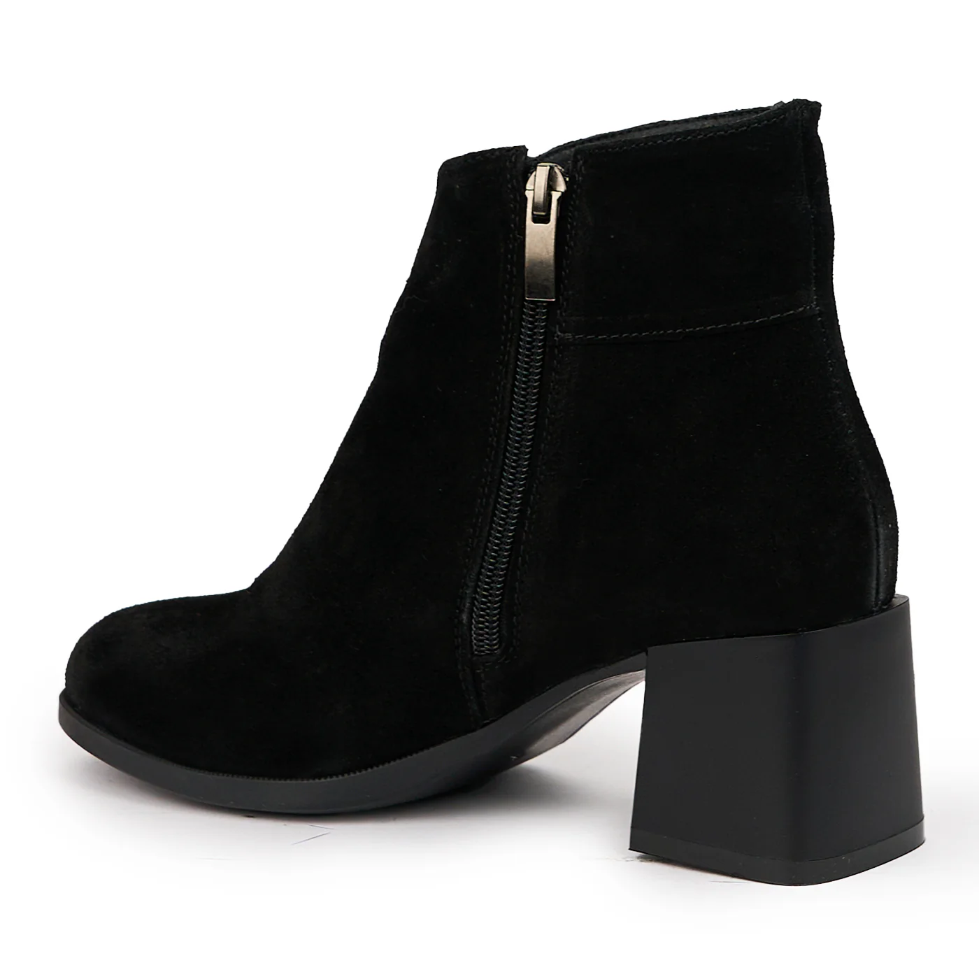 Botine dama din piele naturala neagra cu toc gros 6 cm 14532 - Image 2