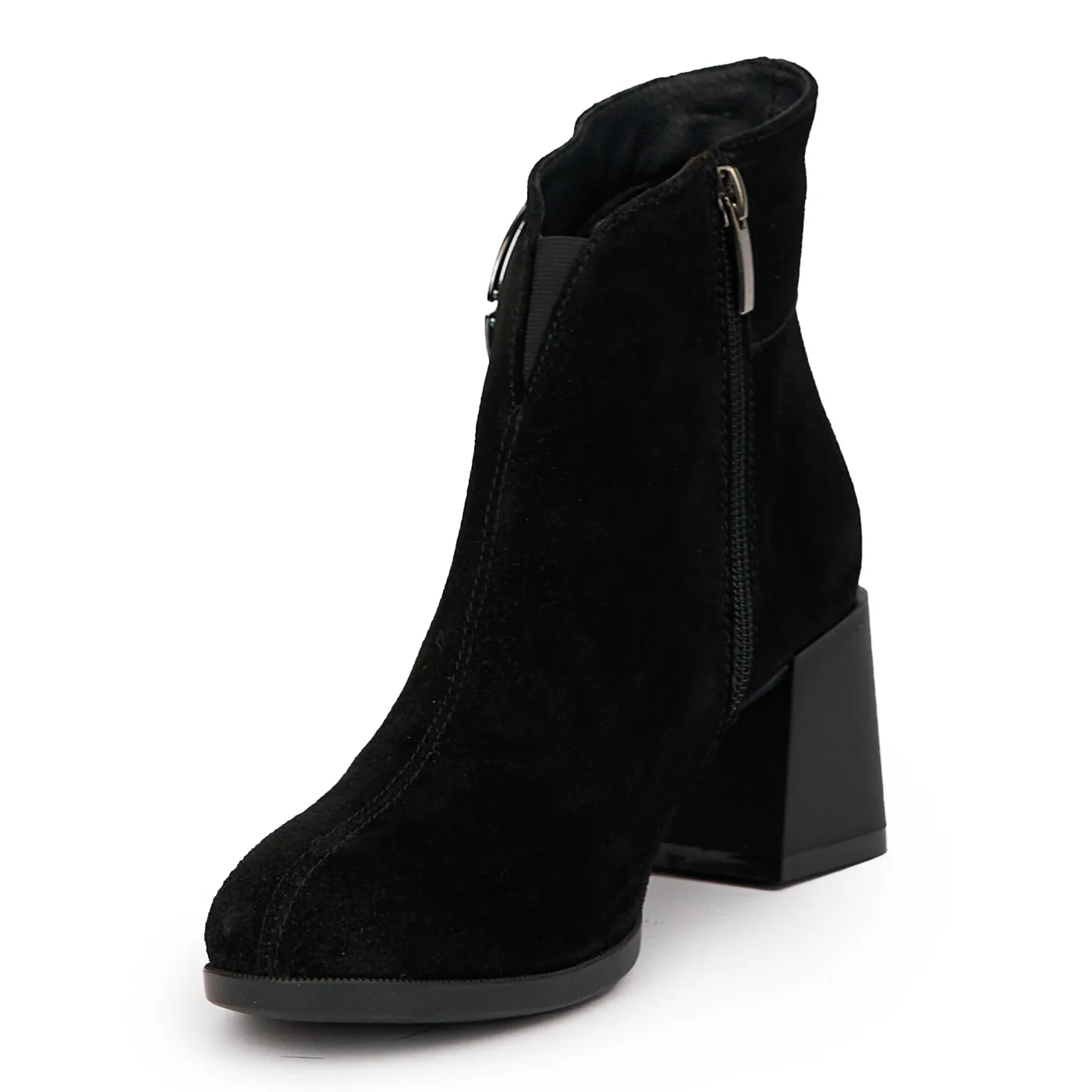 Botine dama din piele naturala neagra cu toc gros 6 cm 14532 - Image 3