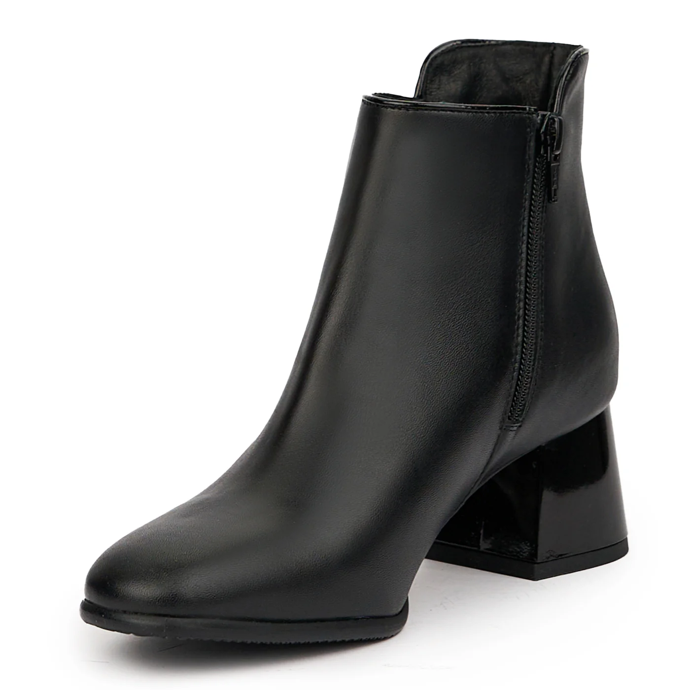 Botine dama din piele naturala neagra cu toc gros 6 cm 14604 - Image 3