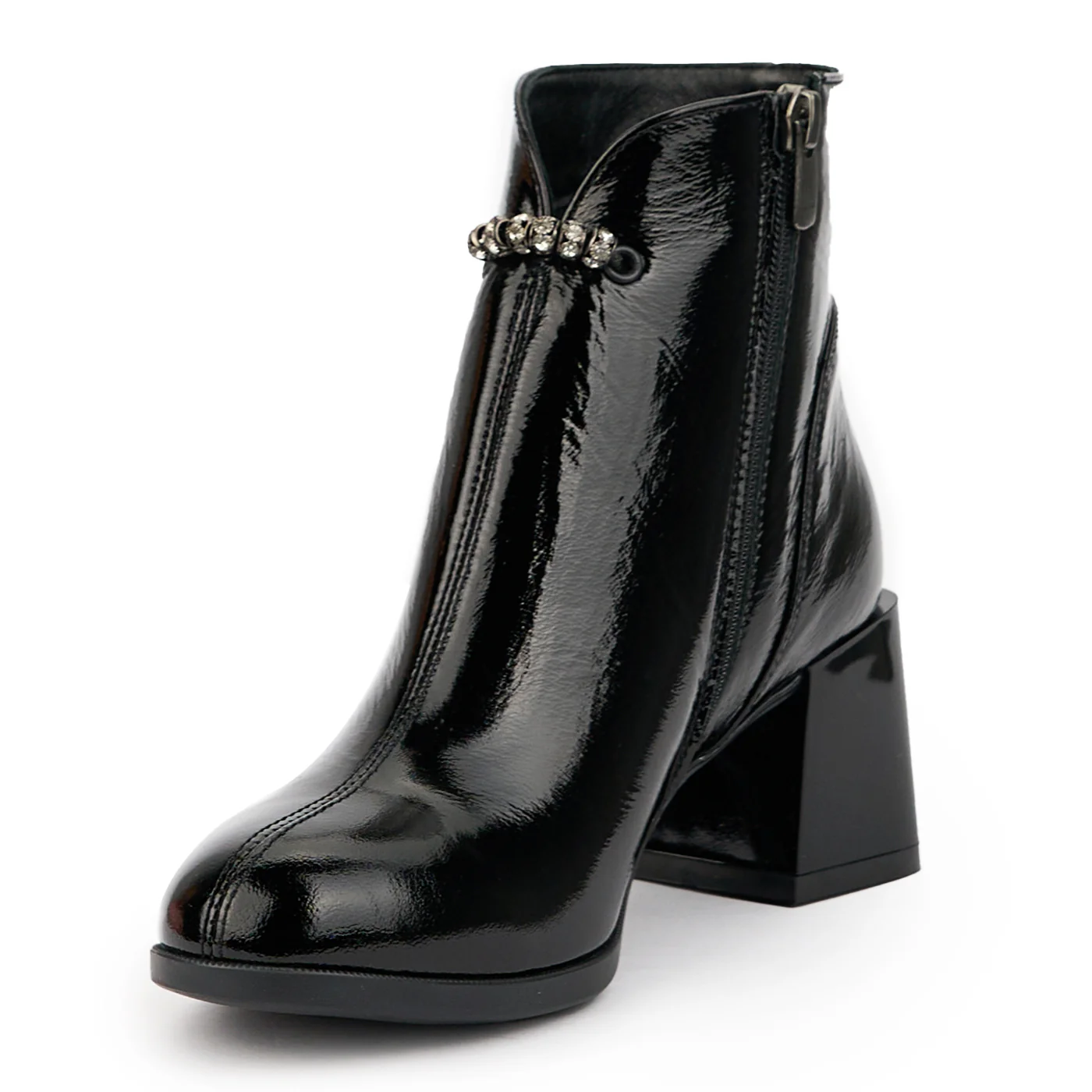Botine dama din piele naturala neagra cu toc gros 6 cm 14699 - Image 3