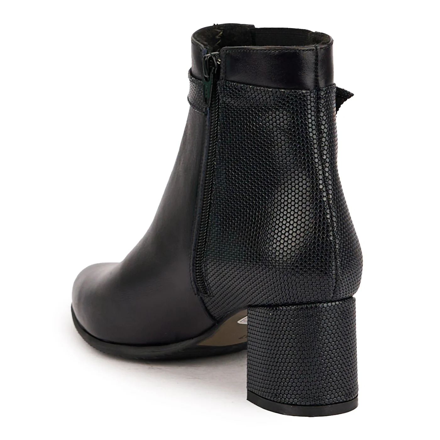 Botine dama din piele naturala neagra cu toc gros 6 cm 16804 - Image 2