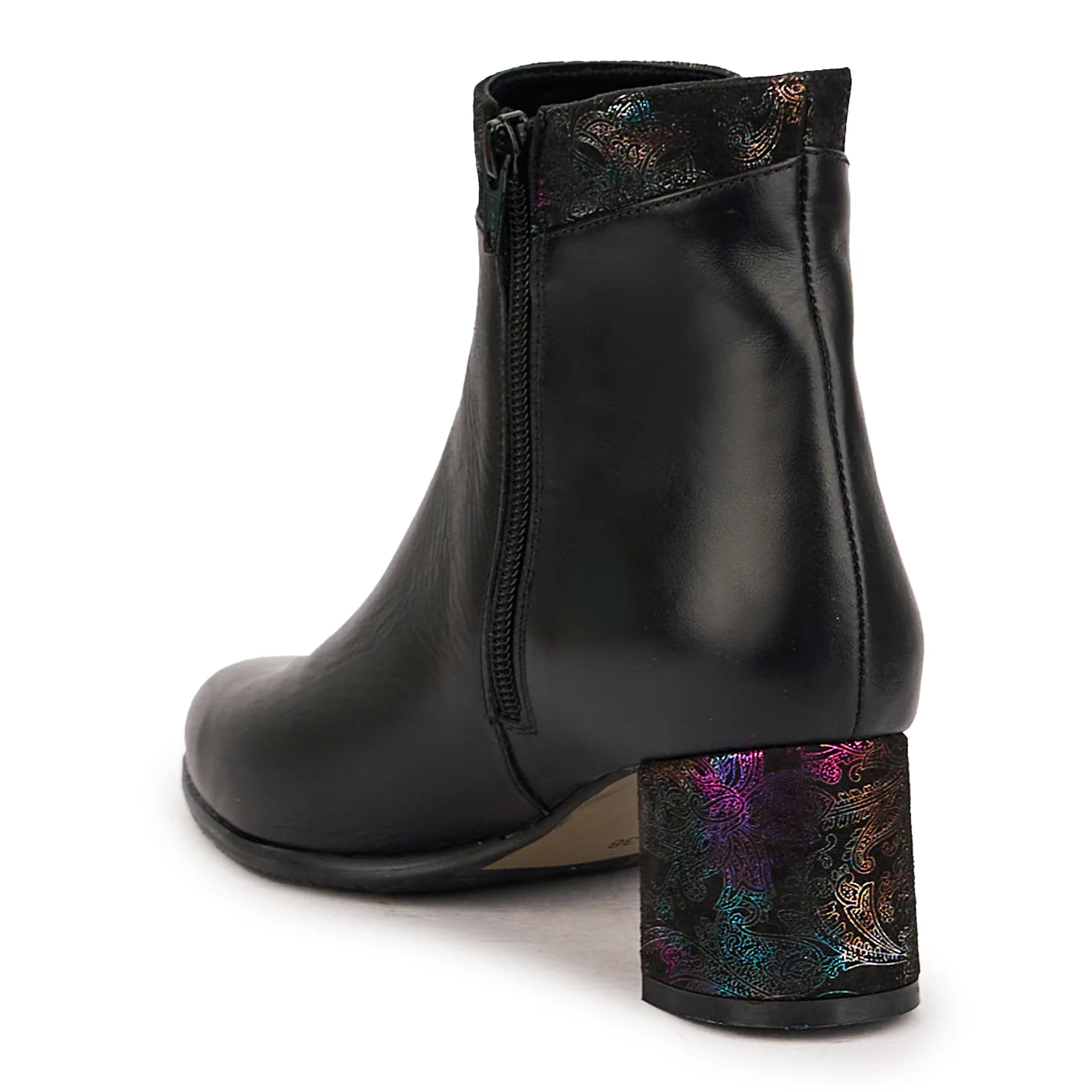 Botine dama din piele naturala neagra cu toc gros 6 cm 16807 - Image 2