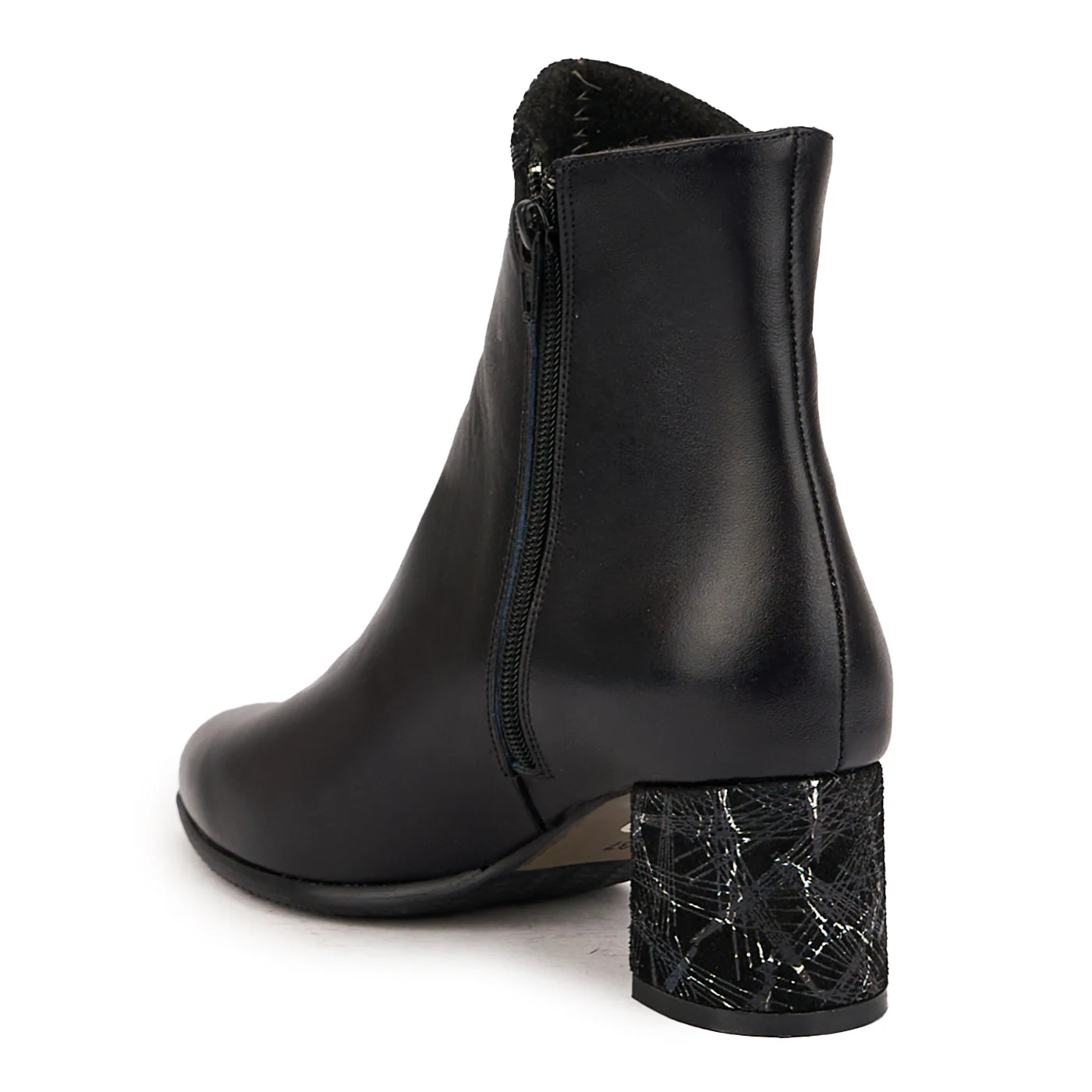 Botine dama din piele naturala neagra cu toc gros 6 cm 16808 - Image 2