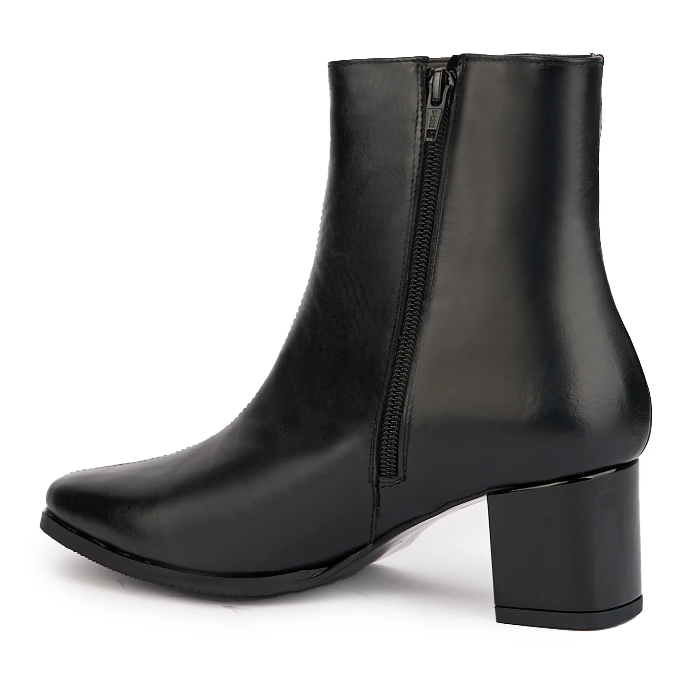 Botine dama din piele naturala neagra cu toc gros 6 cm 16891 - Image 2