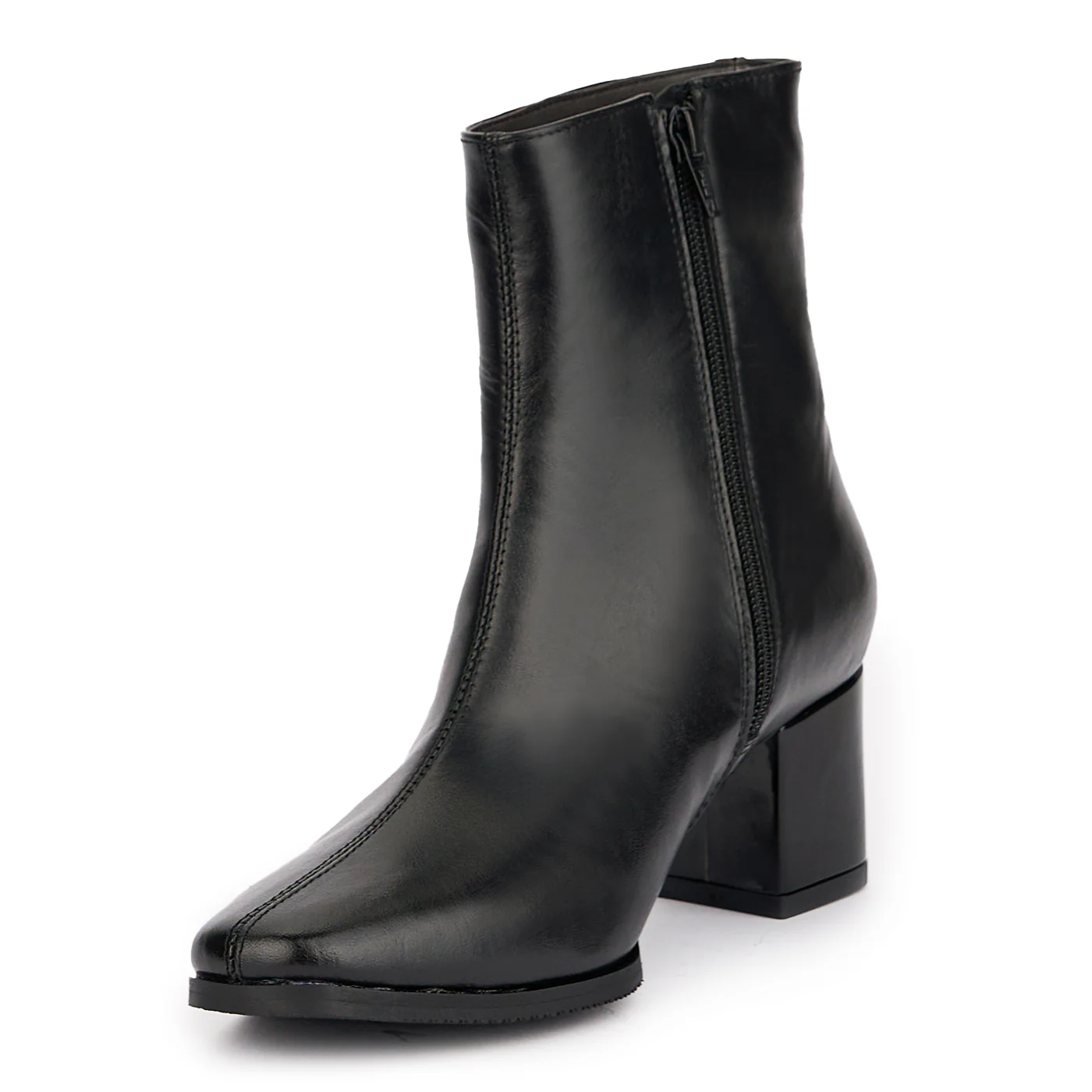 Botine dama din piele naturala neagra cu toc gros 6 cm 16891 - Image 3