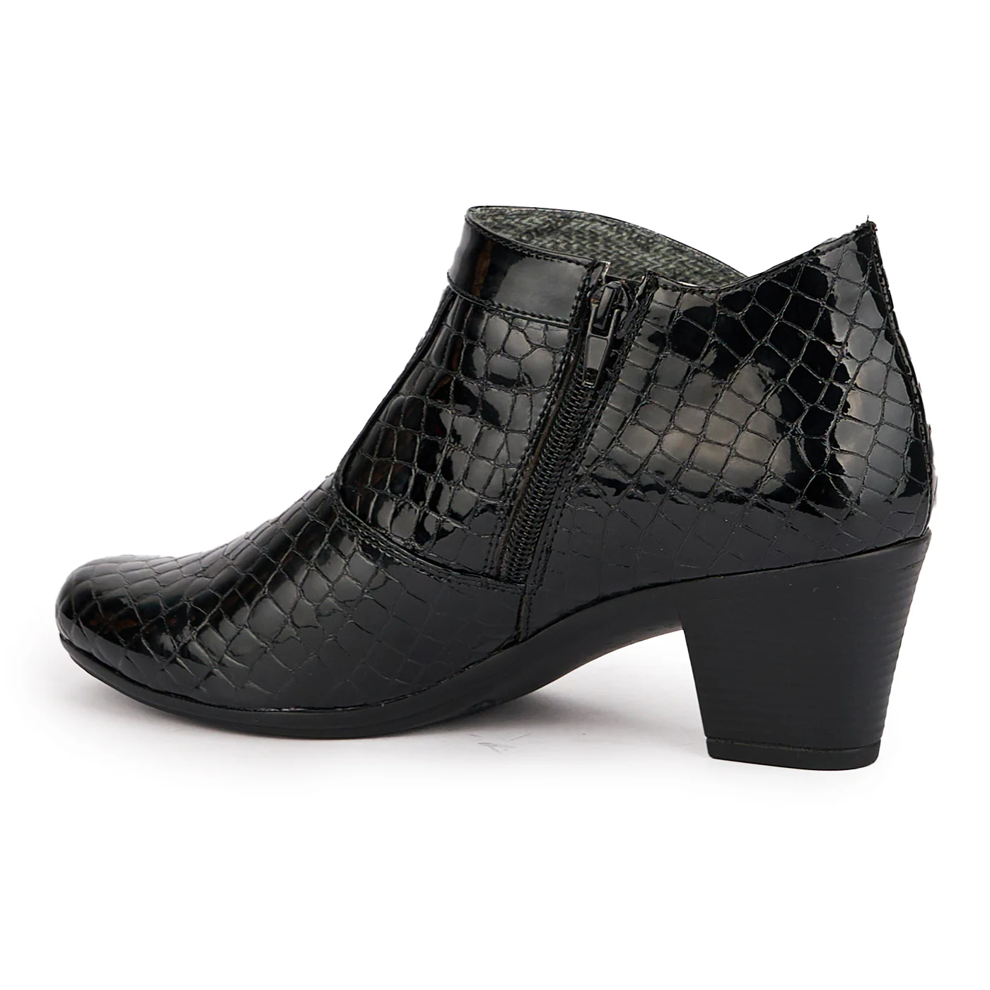 Botine dama din piele naturala neagra cu toc gros 6 cm 16988 - Image 2
