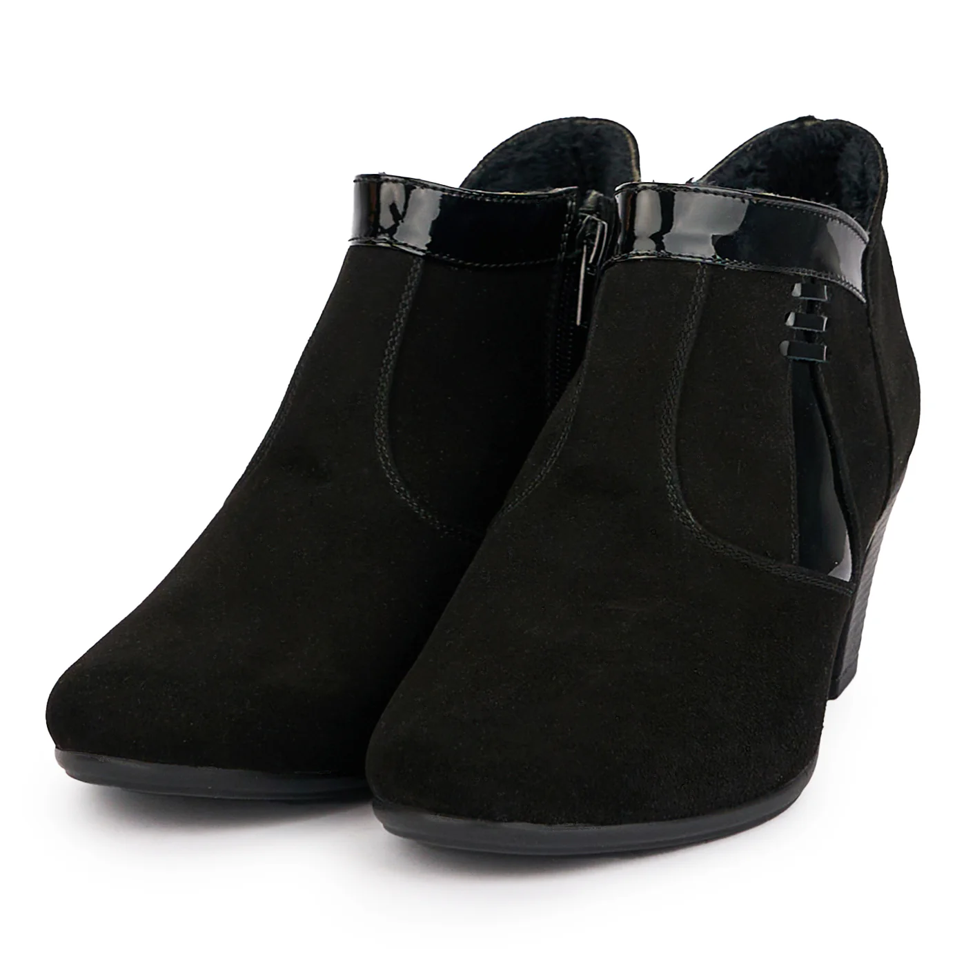 Botine dama din piele naturala neagra cu toc gros 6 cm 17052 - Image 3