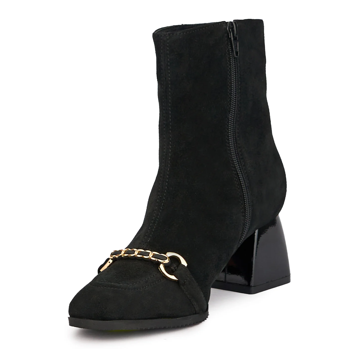 Botine dama din piele naturala neagra cu toc gros 6 cm 17088 - Image 3