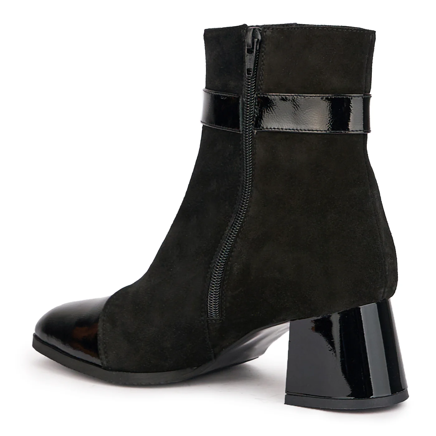 Botine dama din piele naturala neagra cu toc gros 6 cm 17092 - Image 2