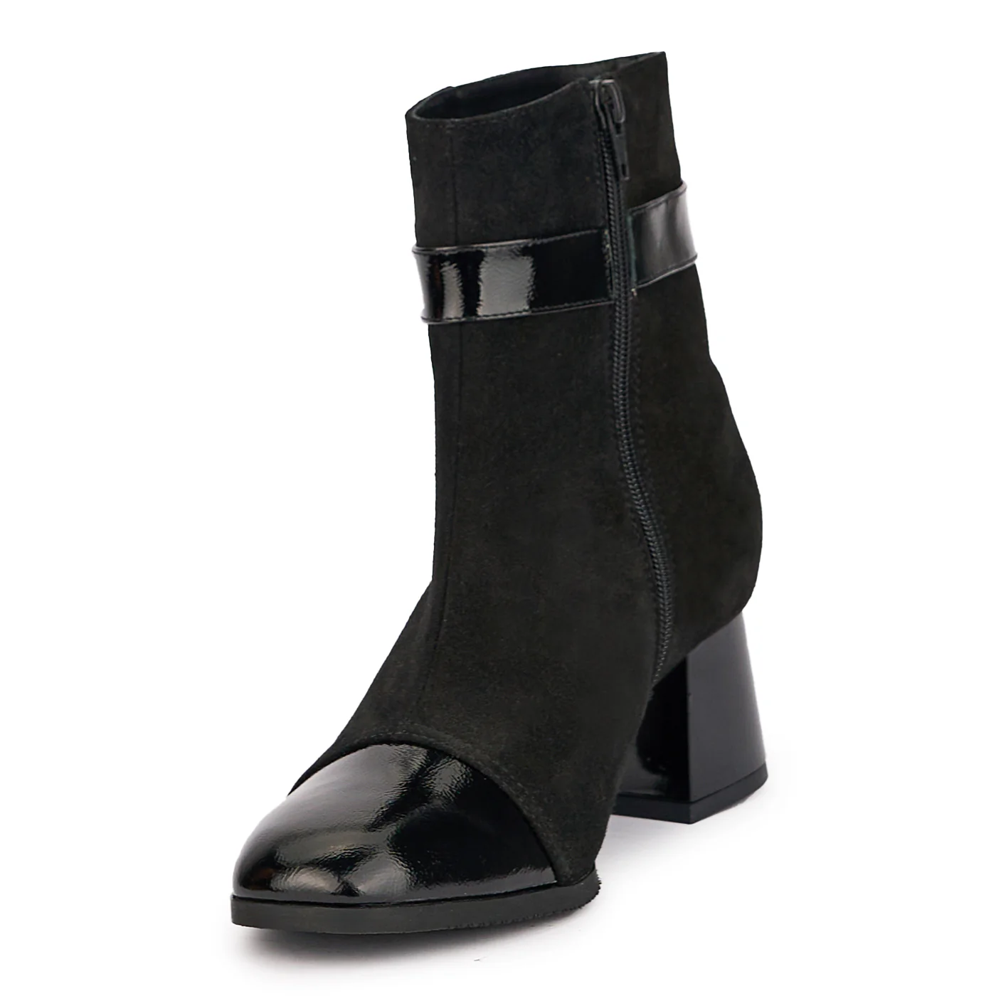 Botine dama din piele naturala neagra cu toc gros 6 cm 17092 - Image 3