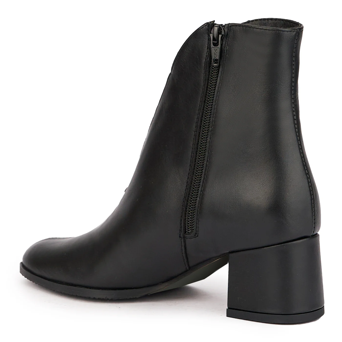 Botine dama din piele naturala neagra cu toc gros 6 cm 17124 - Image 2