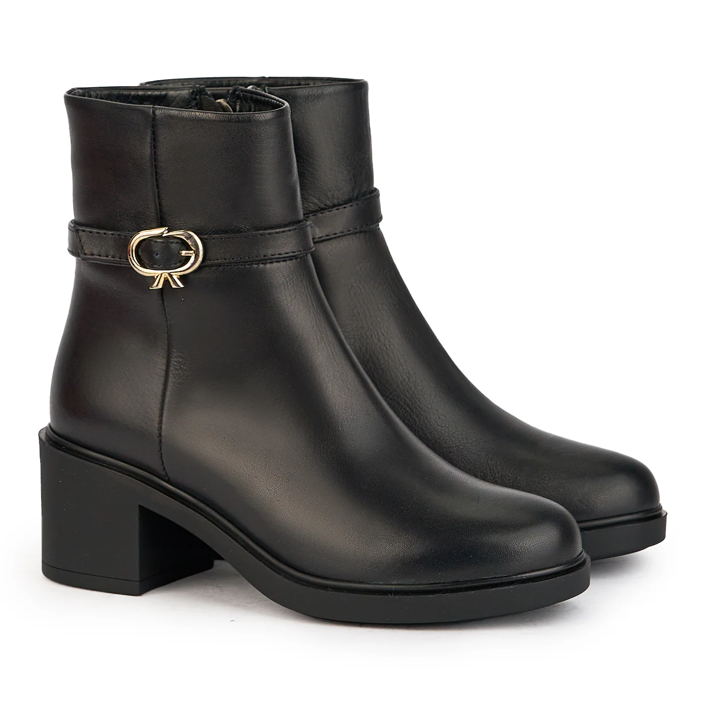 Botine dama din piele naturala neagra cu toc gros 6 cm 17292 - Image 4