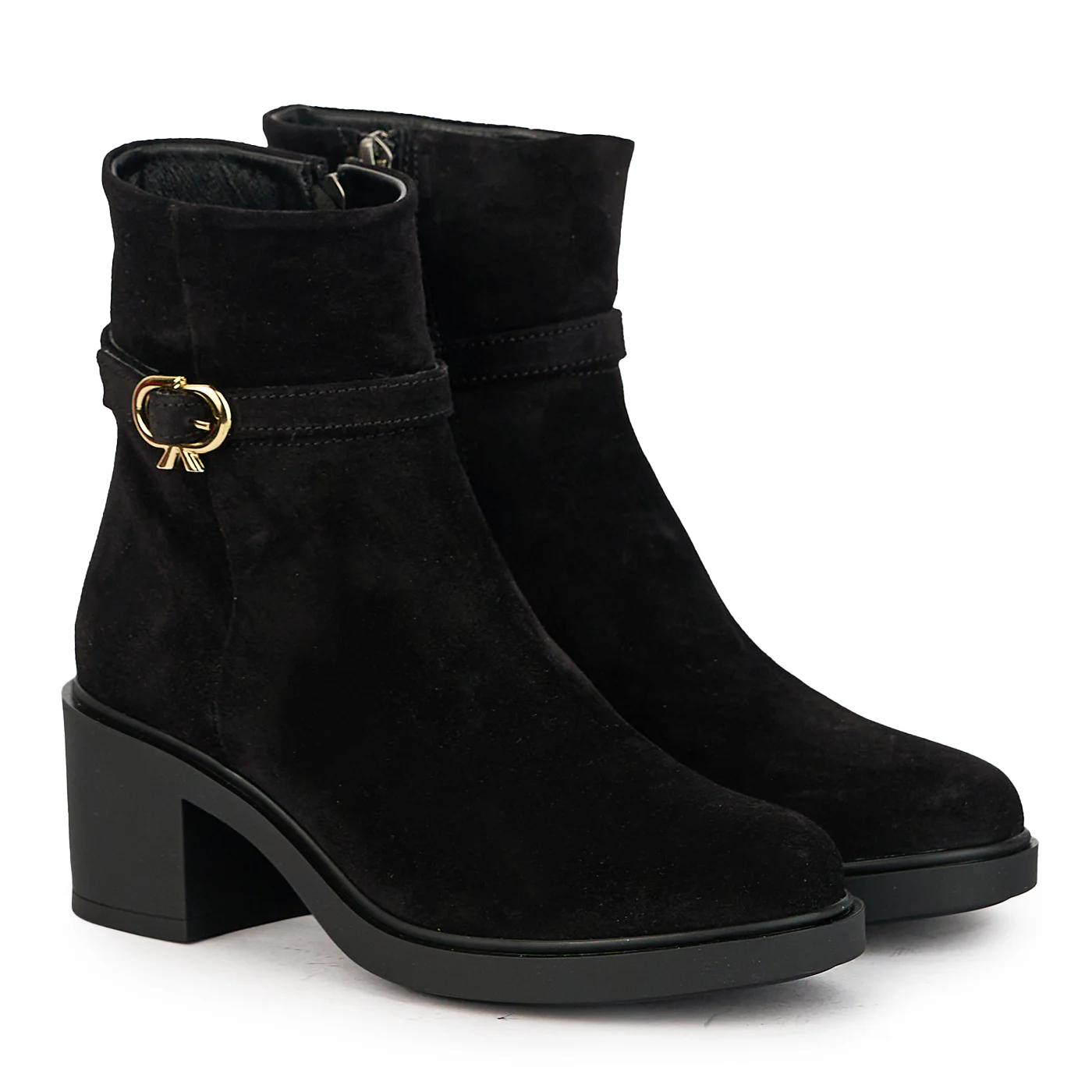 Botine dama din piele naturala neagra cu toc gros 6 cm 17293 - Image 4
