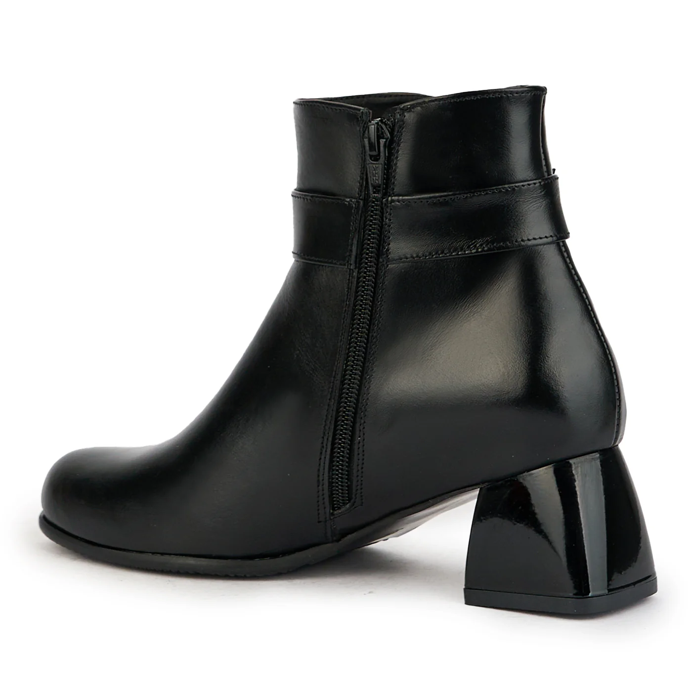 Botine dama din piele naturala neagra cu toc gros 6 cm 17347 - Image 2