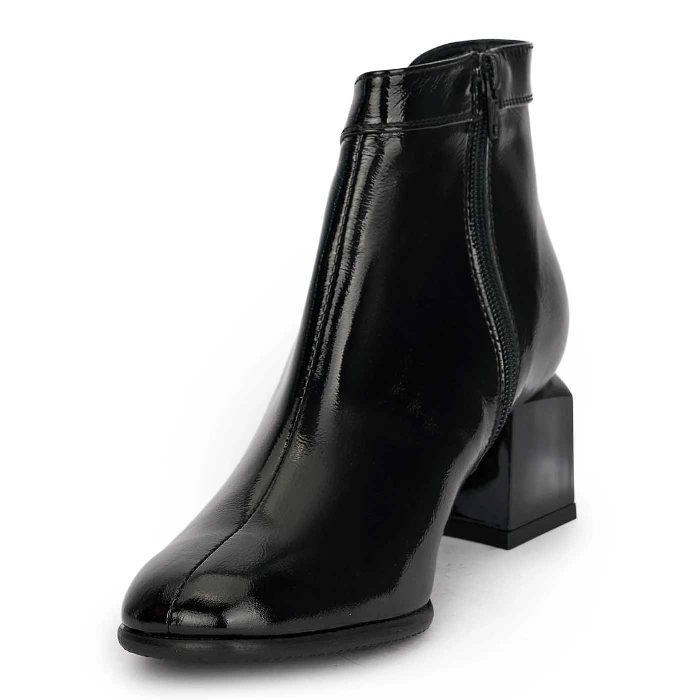 Botine dama din piele naturala neagra cu toc gros 6 cm 18929 - Image 3