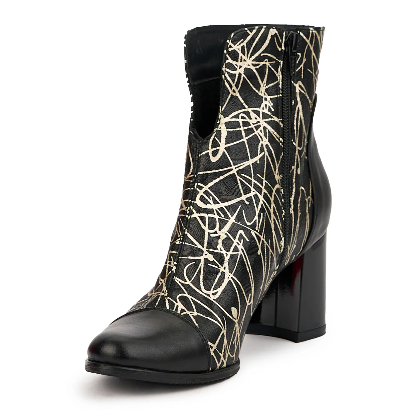 Botine dama din piele naturala neagra cu toc gros 7.5 cm 14631 - Image 3