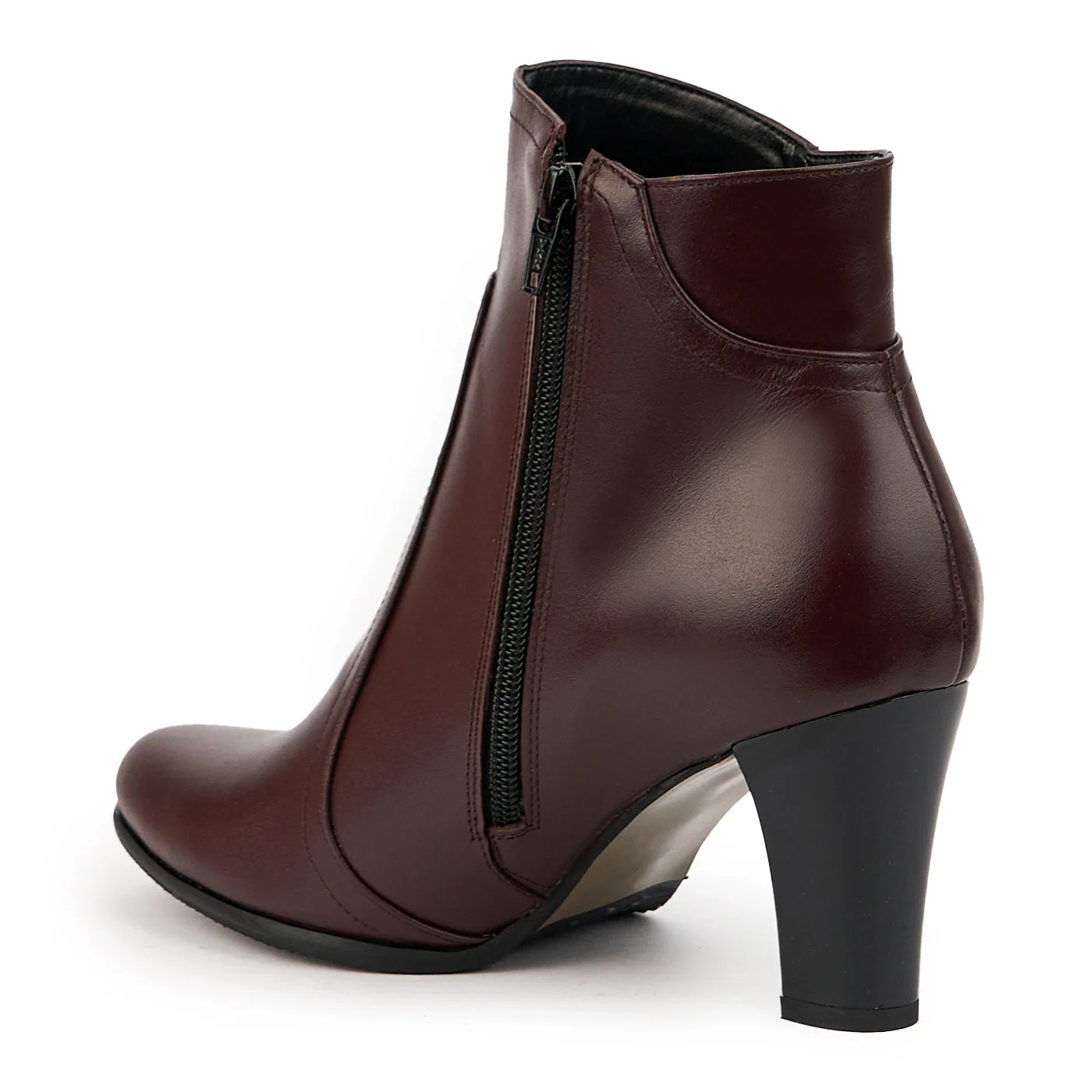 Botine dama din piele naturala neagra cu toc gros 7.5 cm 14730 - Image 2