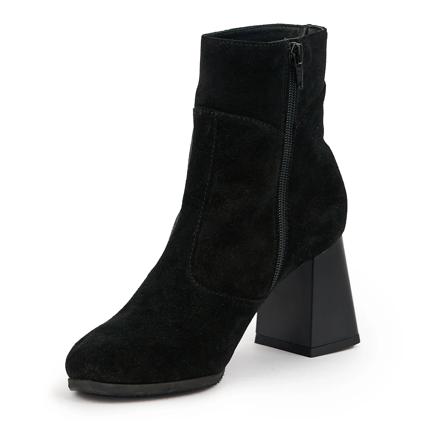 Botine dama din piele naturala neagra cu toc gros 7.5 cm 14749 - Image 3