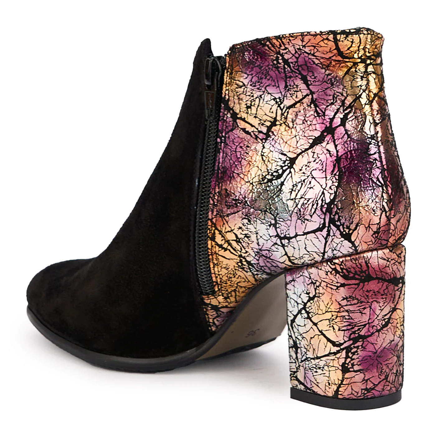 Botine dama din piele naturala neagra cu toc gros 7.5 cm 16944 - Image 2